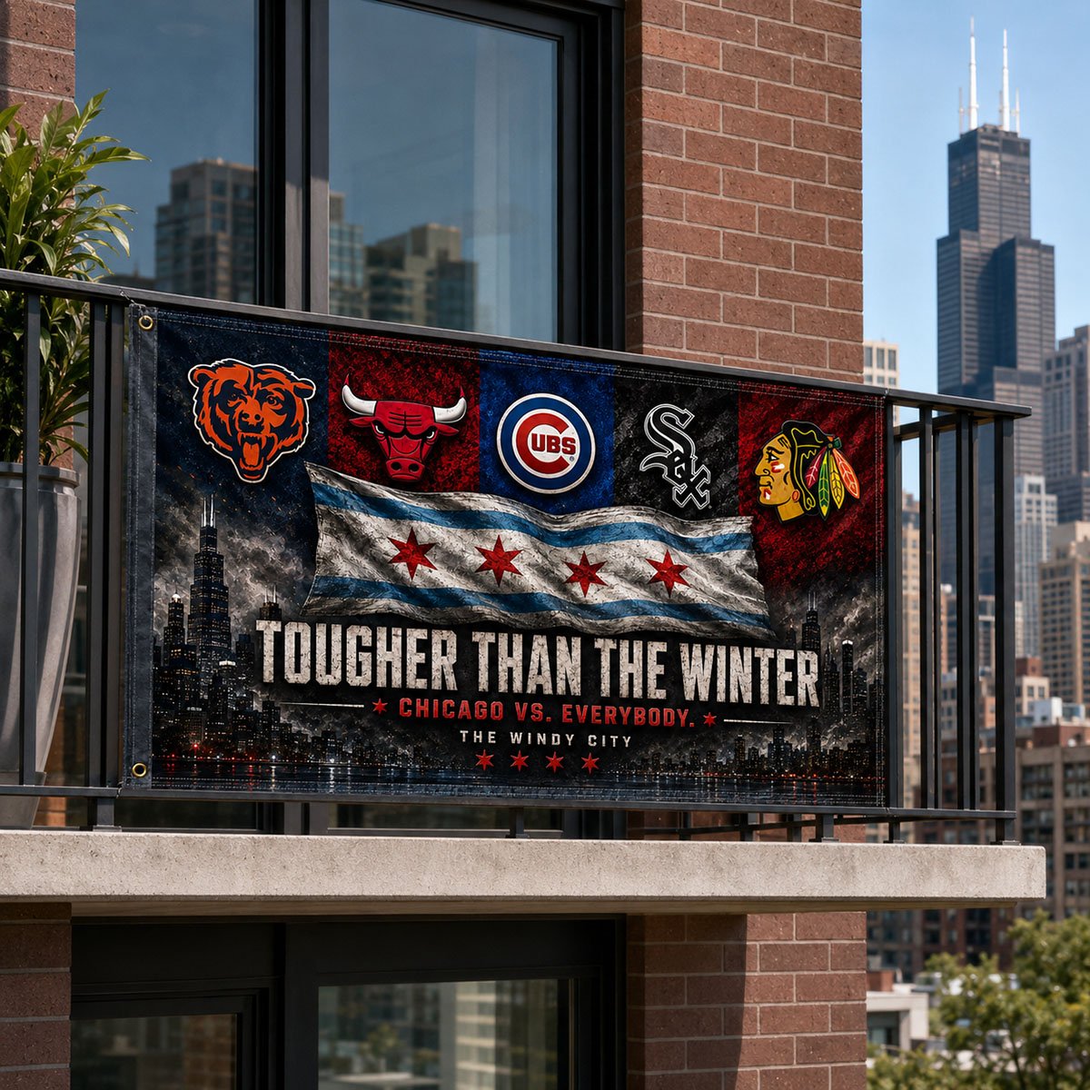 Chicago Tougher Than The Winter Flag, Windy City Sports Pride Banner, Chicago vs Everybody Man Cave Wall Decor, 3x5 4x6 Polyester Flag - Image 4