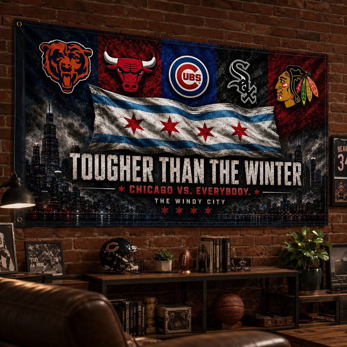 Chicago Tougher Than The Winter Flag, Windy City Sports Pride Banner, Chicago vs Everybody Man Cave Wall Decor, 3x5 4x6 Polyester Flag - Image 8