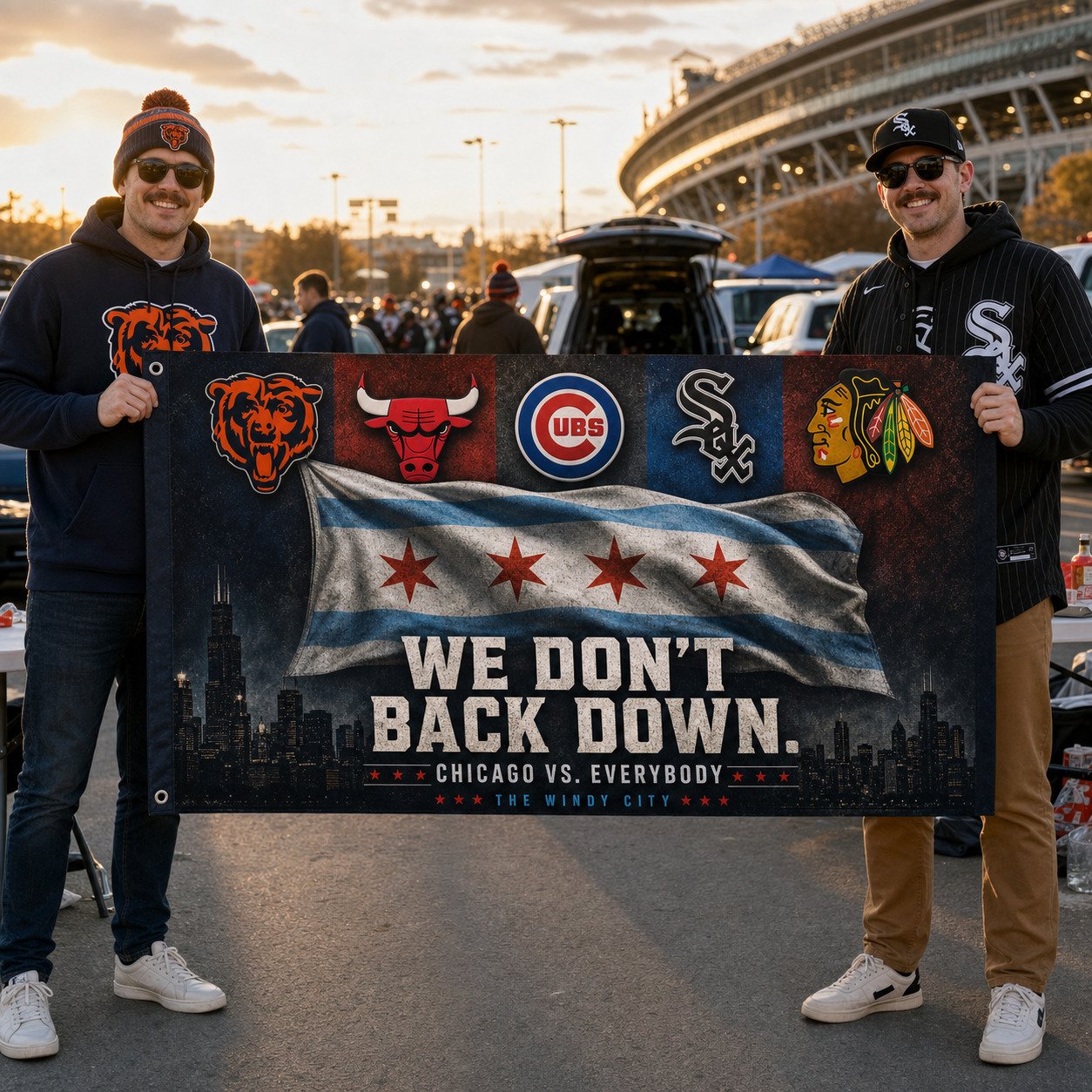 Chicago City 3'x5’ & 4'x6’ Flag, We Don't Back Down, Sport Flag For Fan, Sport Decoration - Image 4