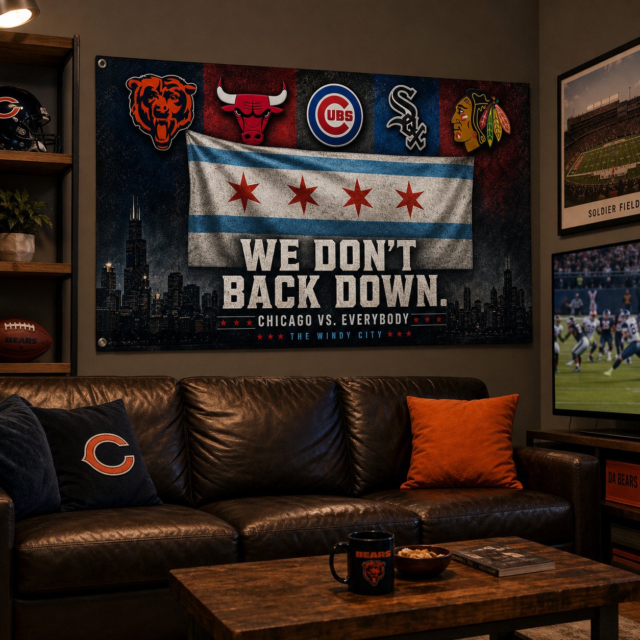 Chicago City 3'x5’ & 4'x6’ Flag, We Don't Back Down, Sport Flag For Fan, Sport Decoration - Image 8