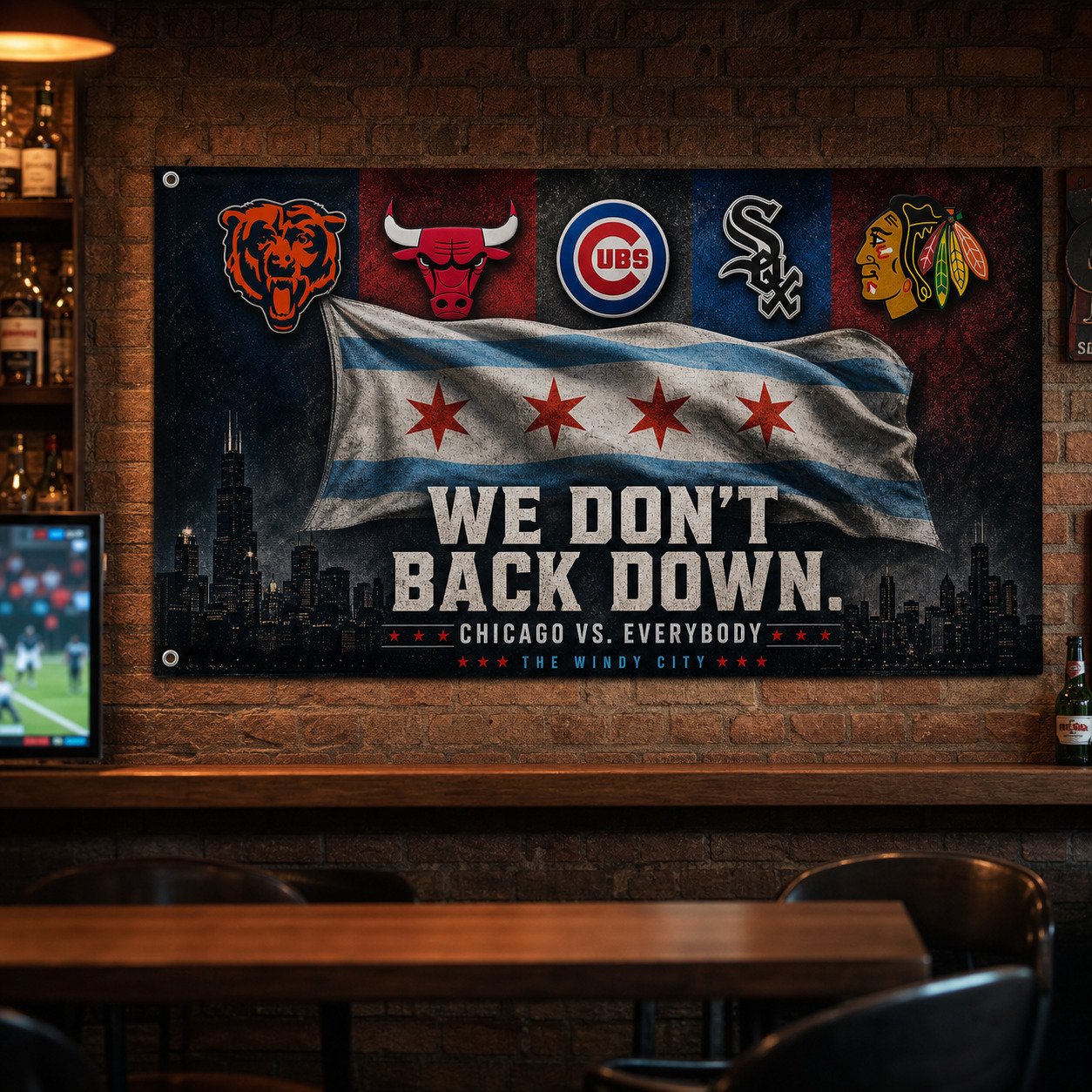 Chicago City 3'x5’ & 4'x6’ Flag, We Don't Back Down, Sport Flag For Fan, Sport Decoration - Image 9