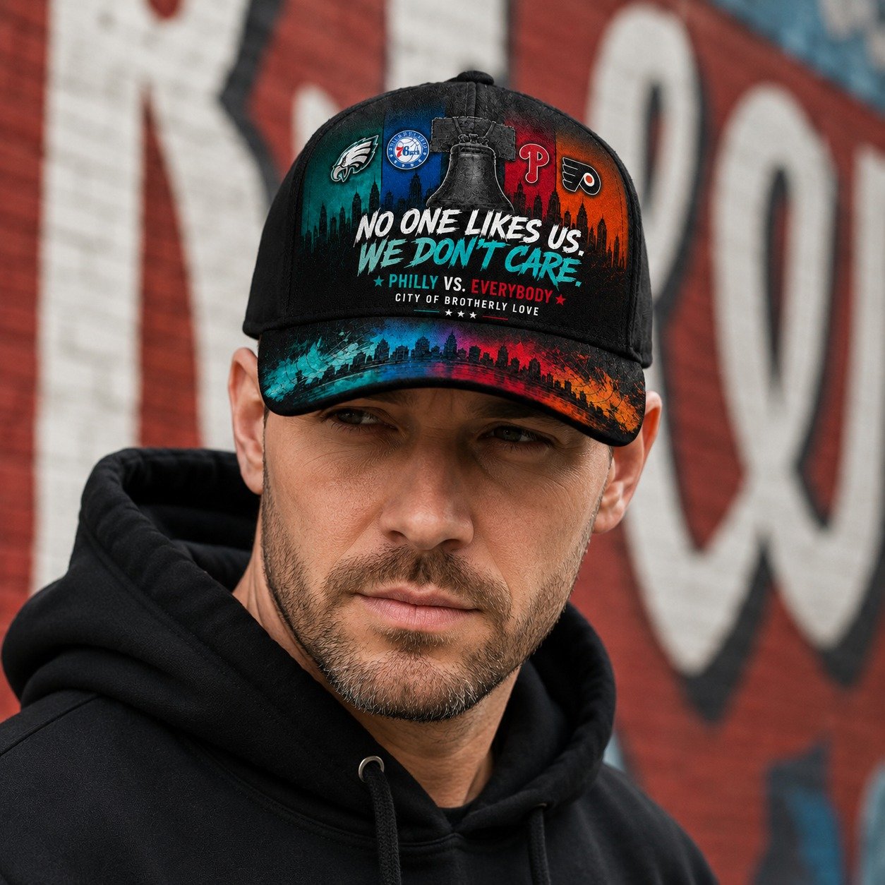 Personalized Philly Sports Fan Cap, Custom Name Philadelphia Baseball Hat, No One Likes Us We Don’t Care Philly Vs Everybody Cap Gift