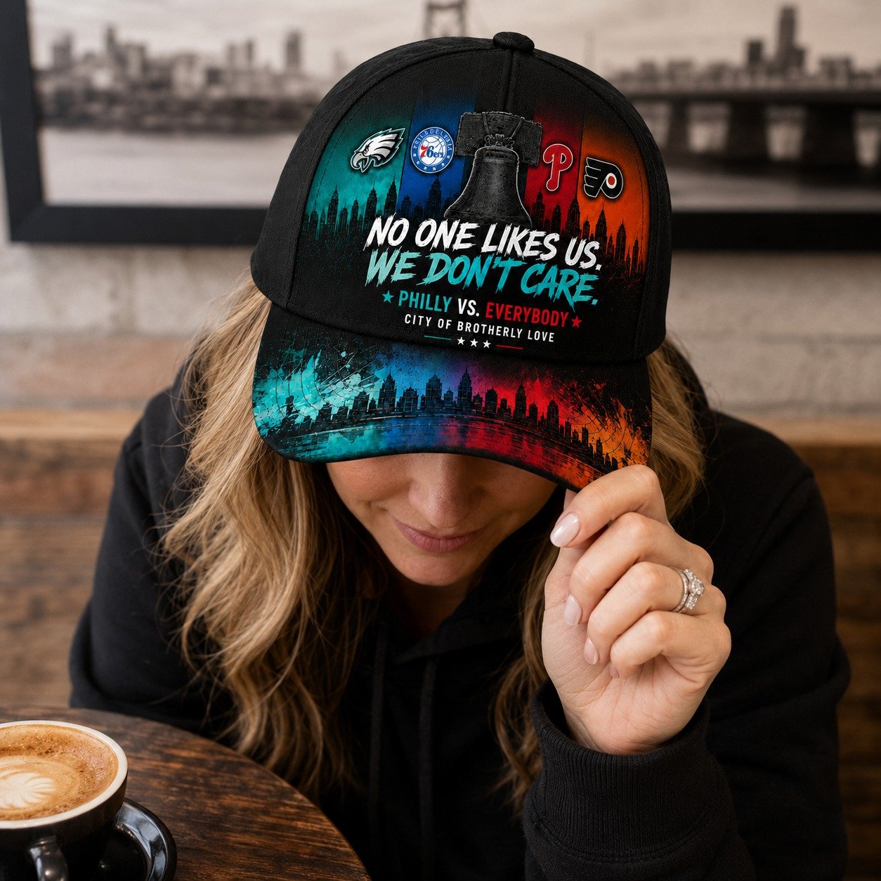 Personalized Philly Sports Fan Cap, Custom Name Philadelphia Baseball Hat, No One Likes Us We Don’t Care Philly Vs Everybody Cap Gift - Image 6