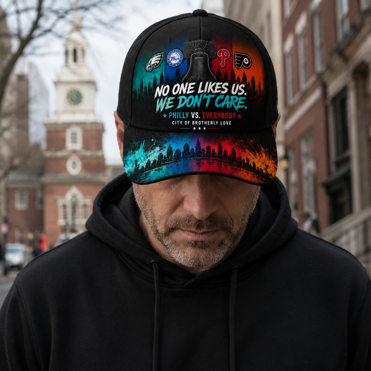 Personalized Philly Sports Fan Cap, Custom Name Philadelphia Baseball Hat, No One Likes Us We Don’t Care Philly Vs Everybody Cap Gift - Image 8