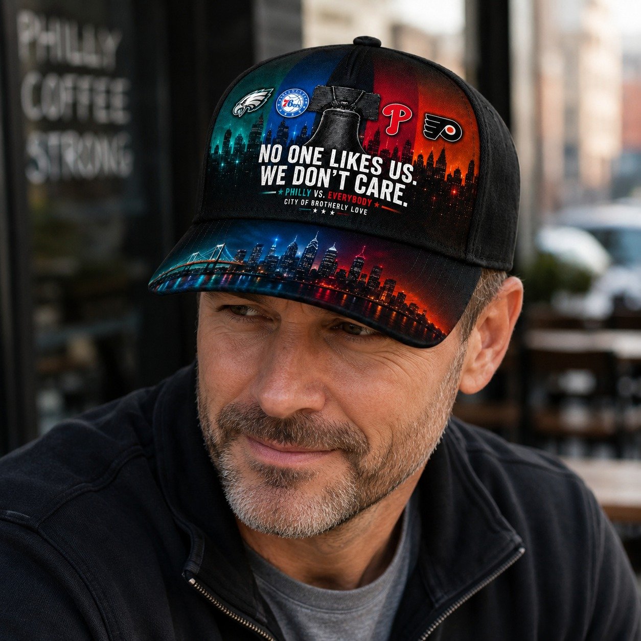 Personalized Philly Sports Fan Cap With Name, No One Likes Us We Don’t Care Philly Vs Everybody, Sport Gift - Image 3