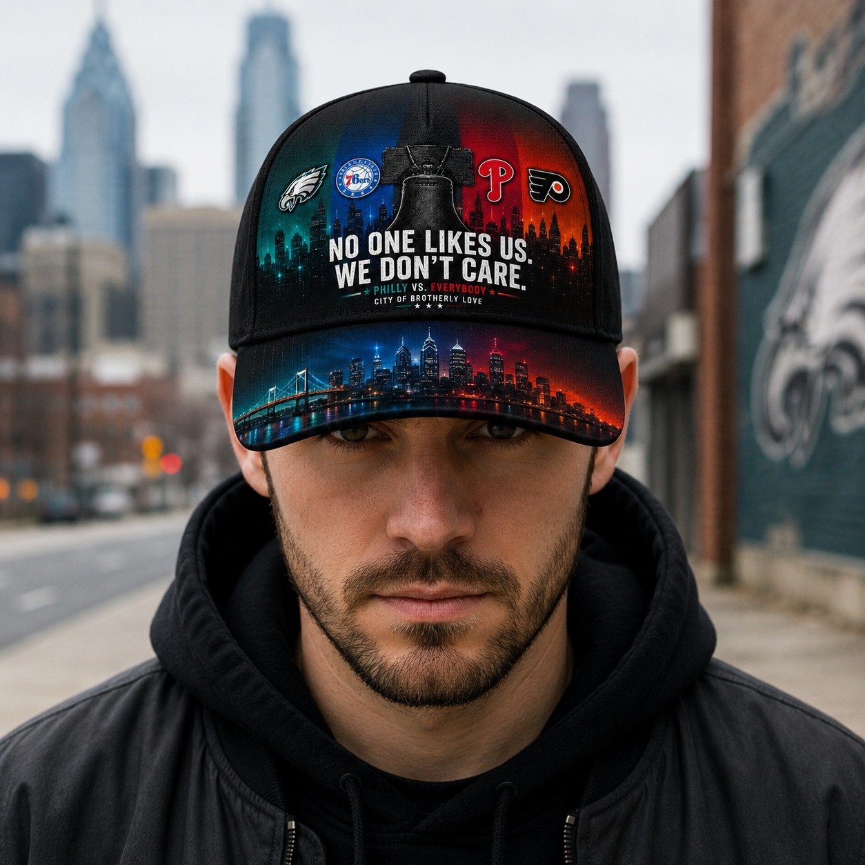 Personalized Philly Sports Fan Cap With Name, No One Likes Us We Don’t Care Philly Vs Everybody, Sport Gift - Image 4