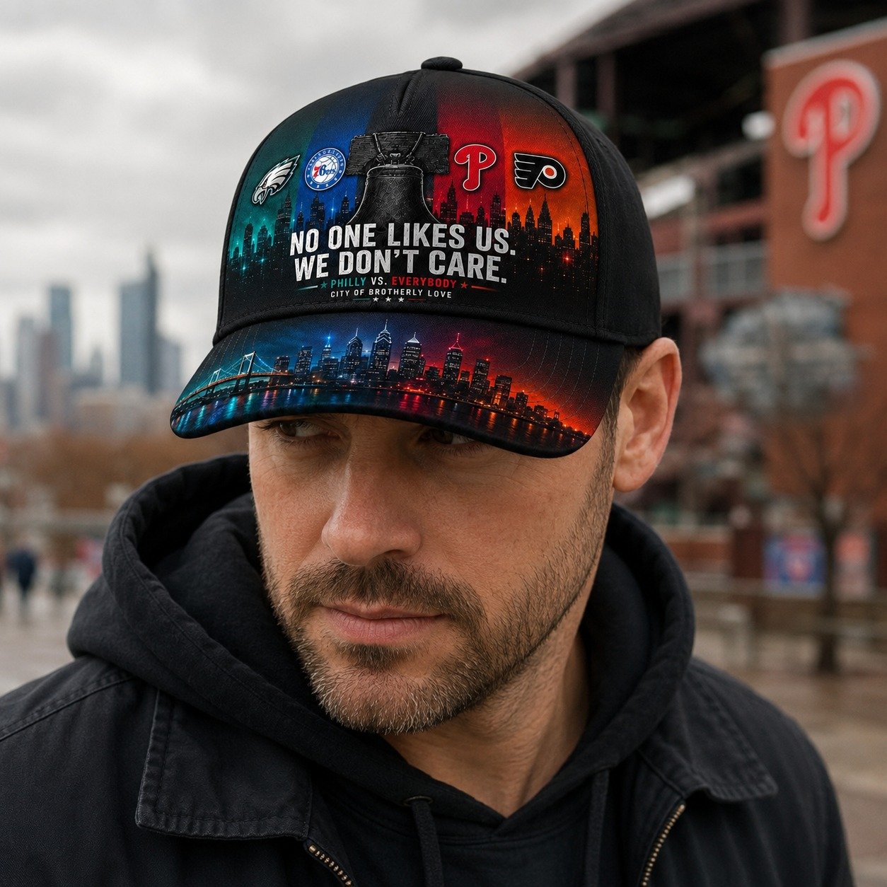 Personalized Philly Sports Fan Cap With Name, No One Likes Us We Don’t Care Philly Vs Everybody, Sport Gift - Image 5