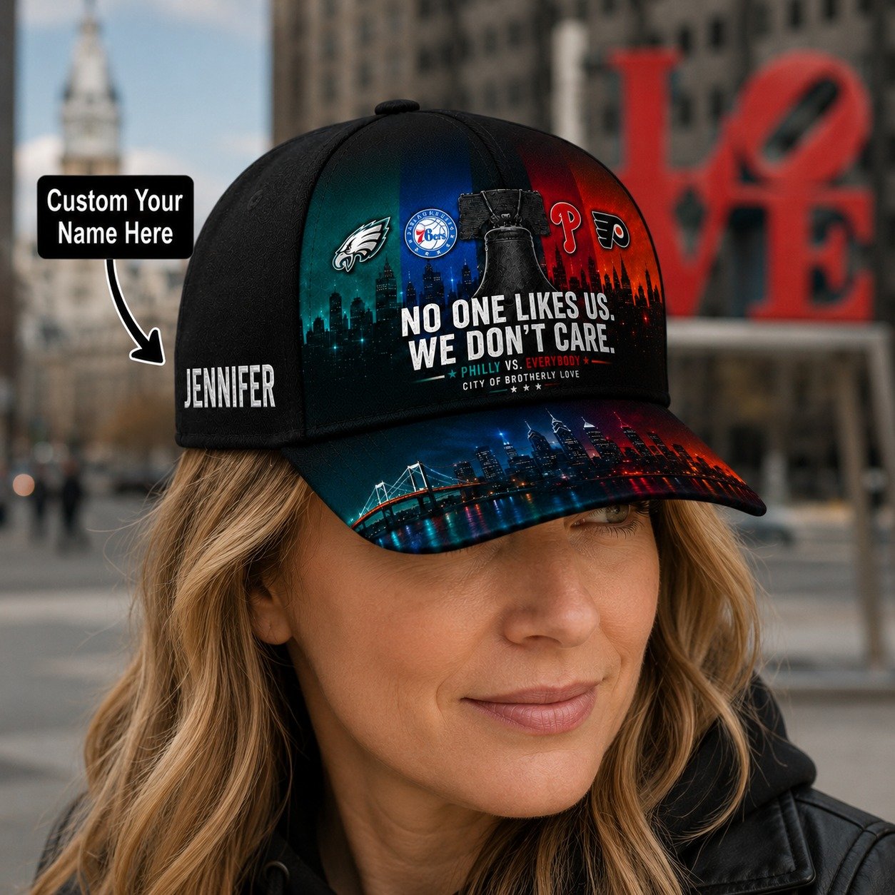 Personalized Philly Sports Fan Cap With Name, No One Likes Us We Don’t Care Philly Vs Everybody, Sport Gift - Image 6