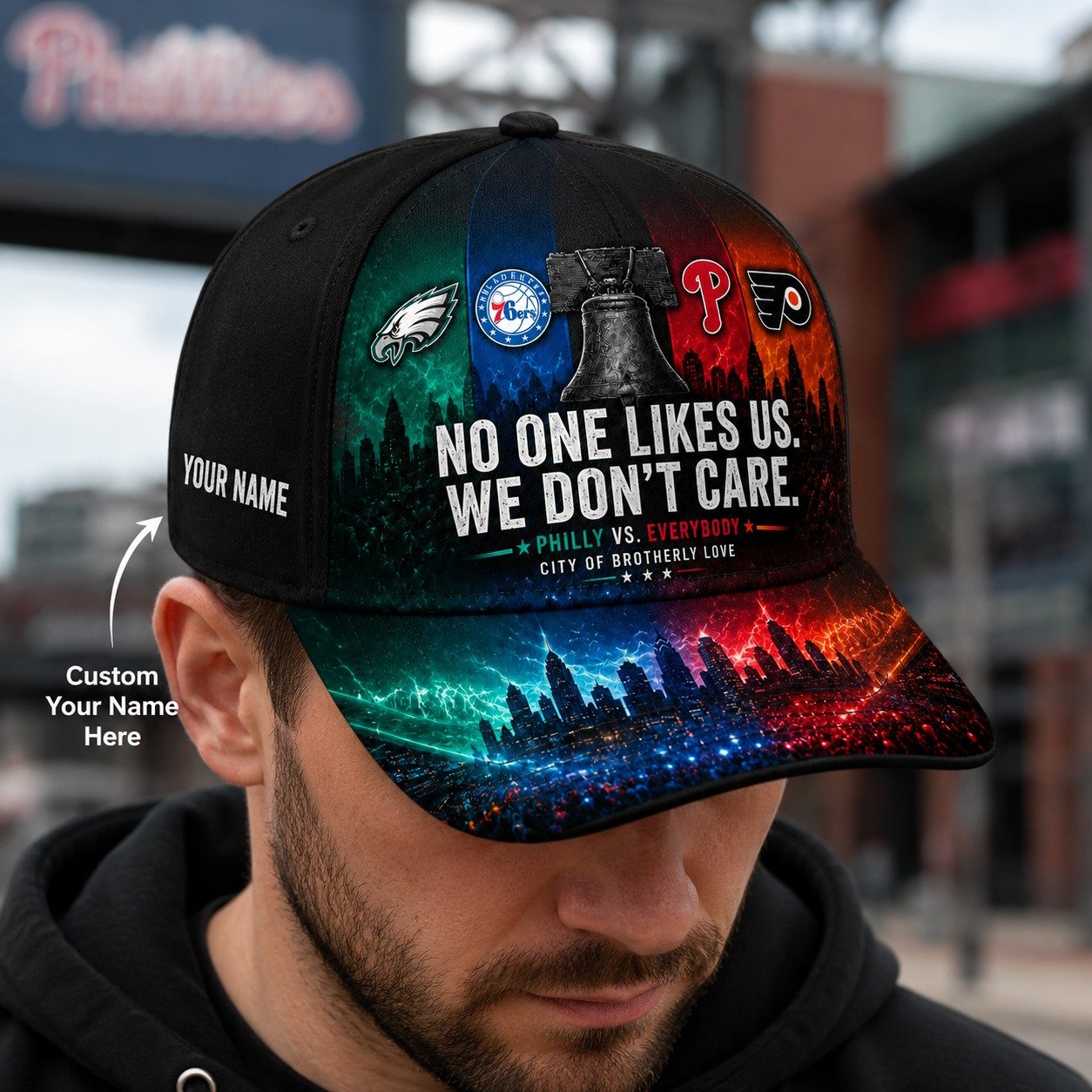 Personalized Philly Sports Fan Cap With Name, Philadelphia Baseball Hat, Philly Cap Gifts