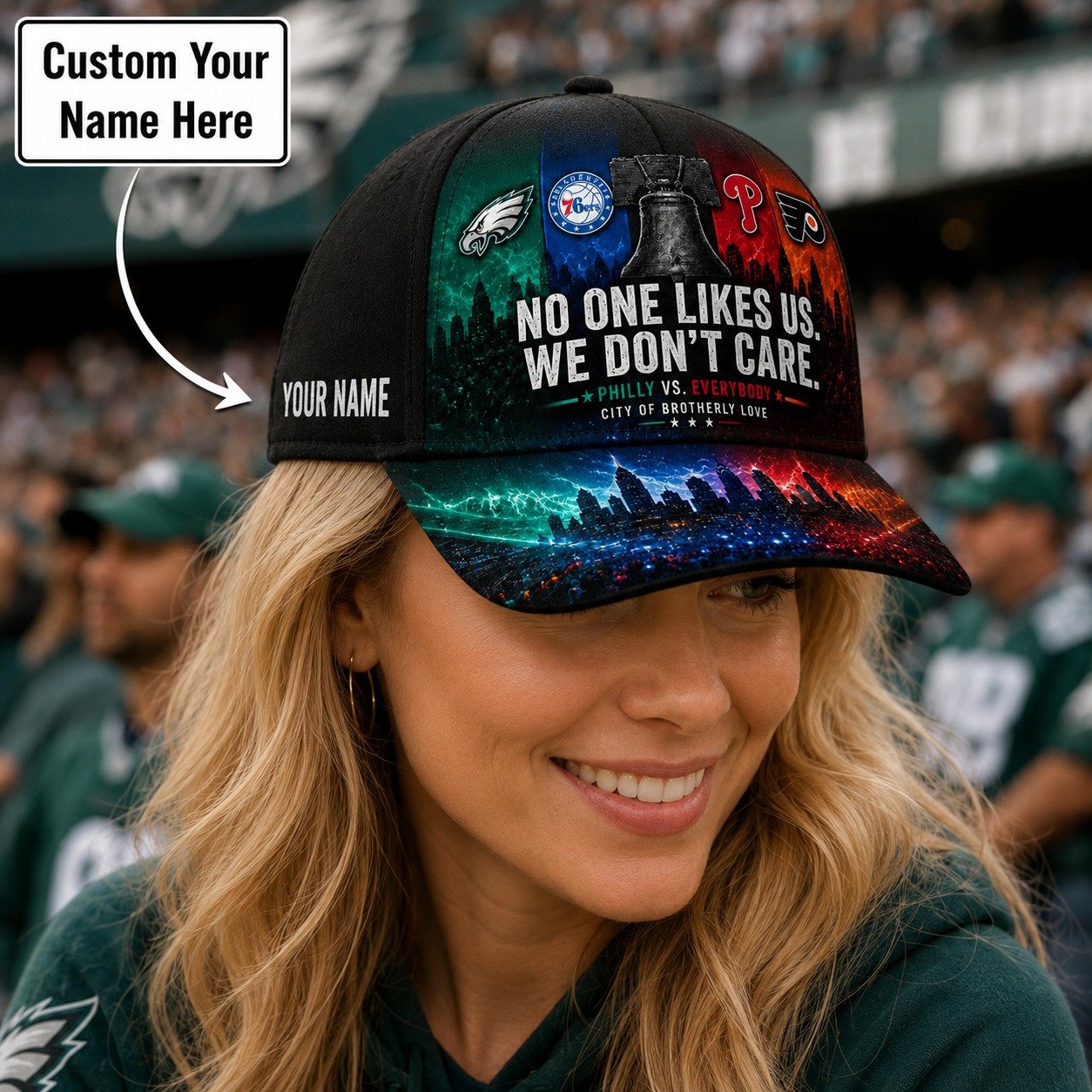 Personalized Philly Sports Fan Cap With Name, Philadelphia Baseball Hat, Philly Cap Gifts - Image 2