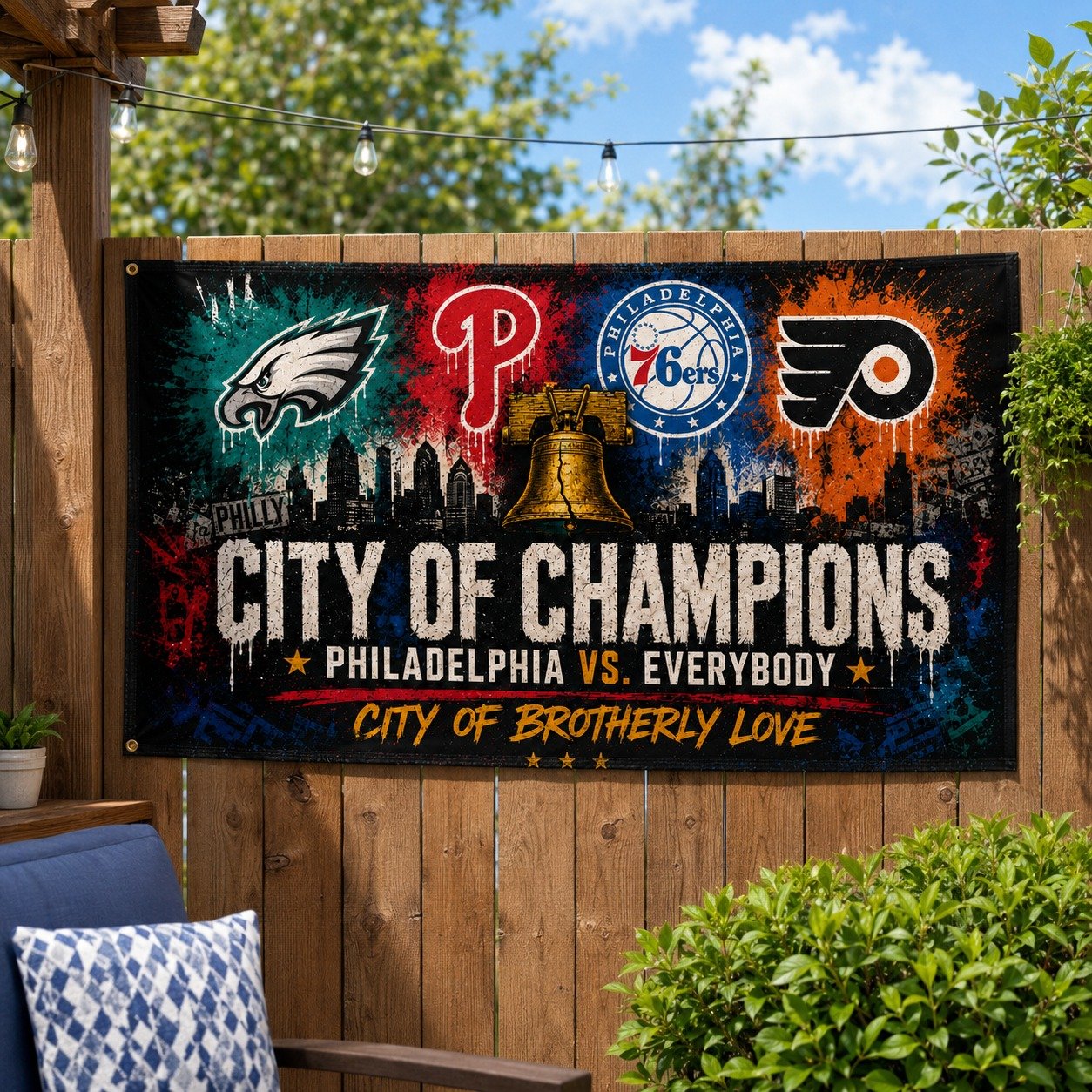Philadelphia City of Champions Philly Sports Pride 3’x5’ & 4’x6’ Polyester Fan Flag, Eagles Phillies 76ers Flyers Inspired Game Day Flag for Man Cave, Porch, Tailgate, Garage & Wall Decor - Image 4