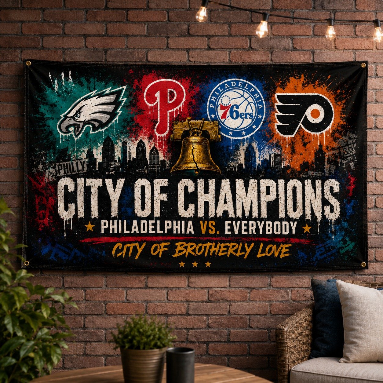 Philadelphia City of Champions Philly Sports Pride 3’x5’ & 4’x6’ Polyester Fan Flag, Eagles Phillies 76ers Flyers Inspired Game Day Flag for Man Cave, Porch, Tailgate, Garage & Wall Decor - Image 7