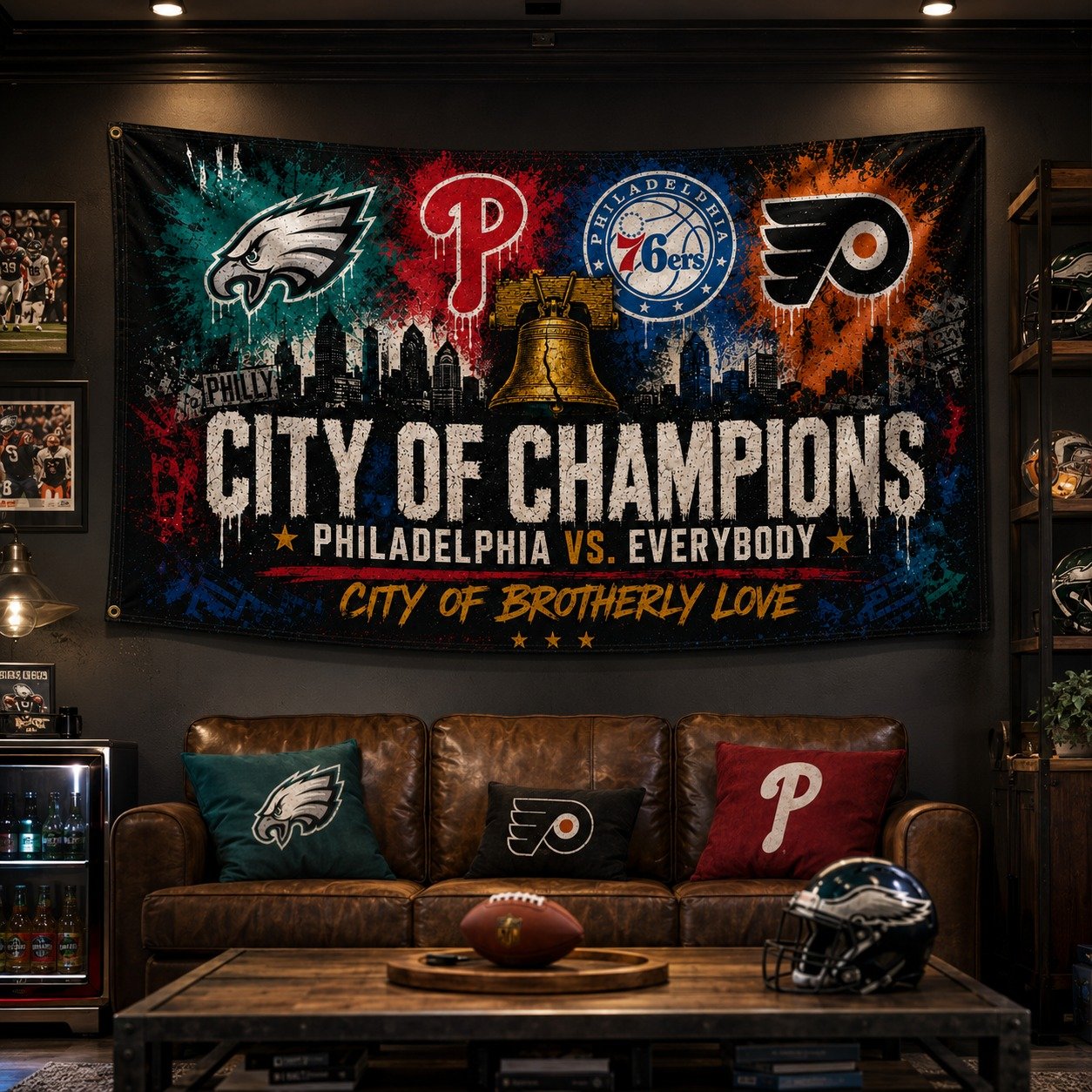 Philadelphia City of Champions Philly Sports Pride 3’x5’ & 4’x6’ Polyester Fan Flag, Eagles Phillies 76ers Flyers Inspired Game Day Flag for Man Cave, Porch, Tailgate, Garage & Wall Decor - Image 8