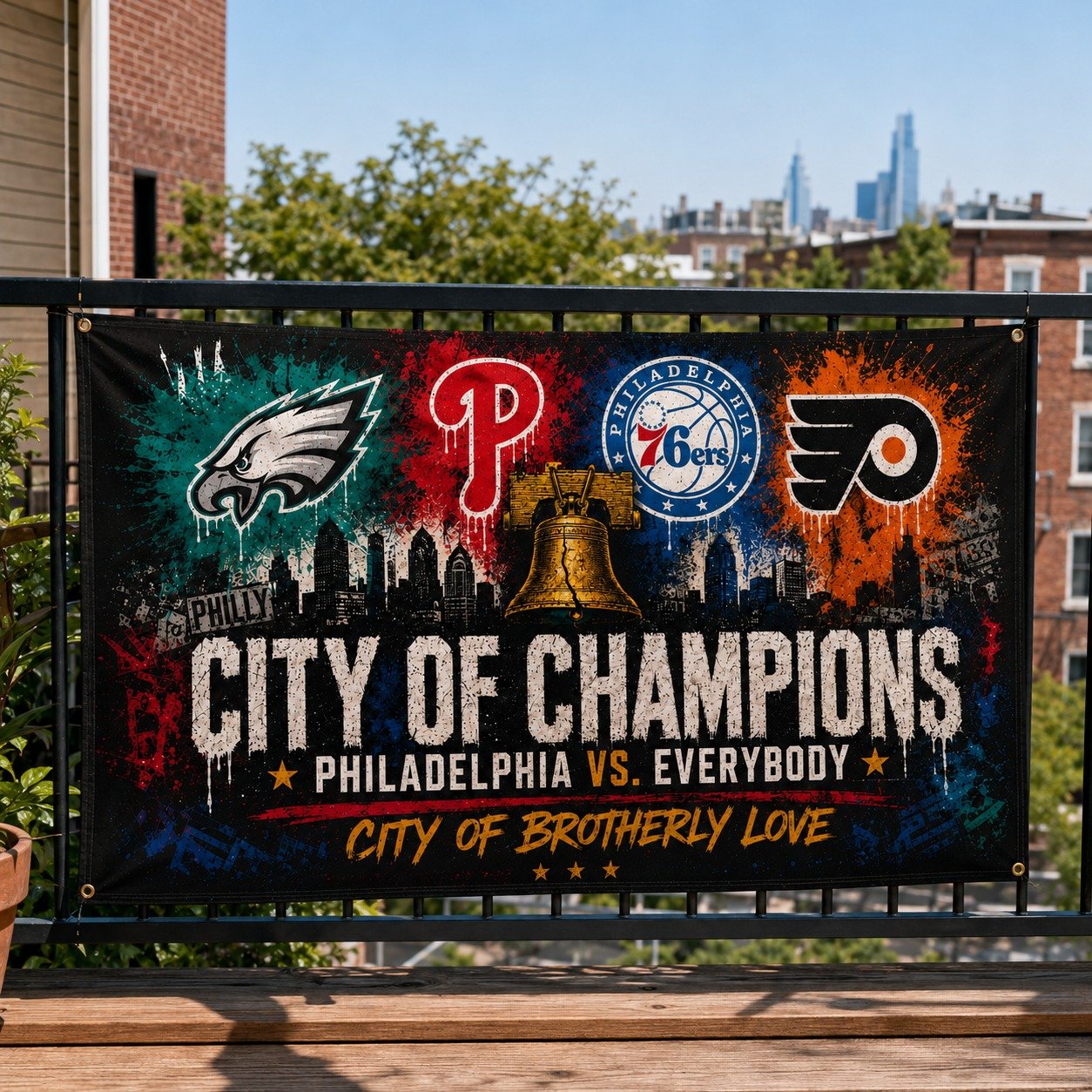 Philadelphia City of Champions Philly Sports Pride 3’x5’ & 4’x6’ Polyester Fan Flag, Eagles Phillies 76ers Flyers Inspired Game Day Flag for Man Cave, Porch, Tailgate, Garage & Wall Decor - Image 9