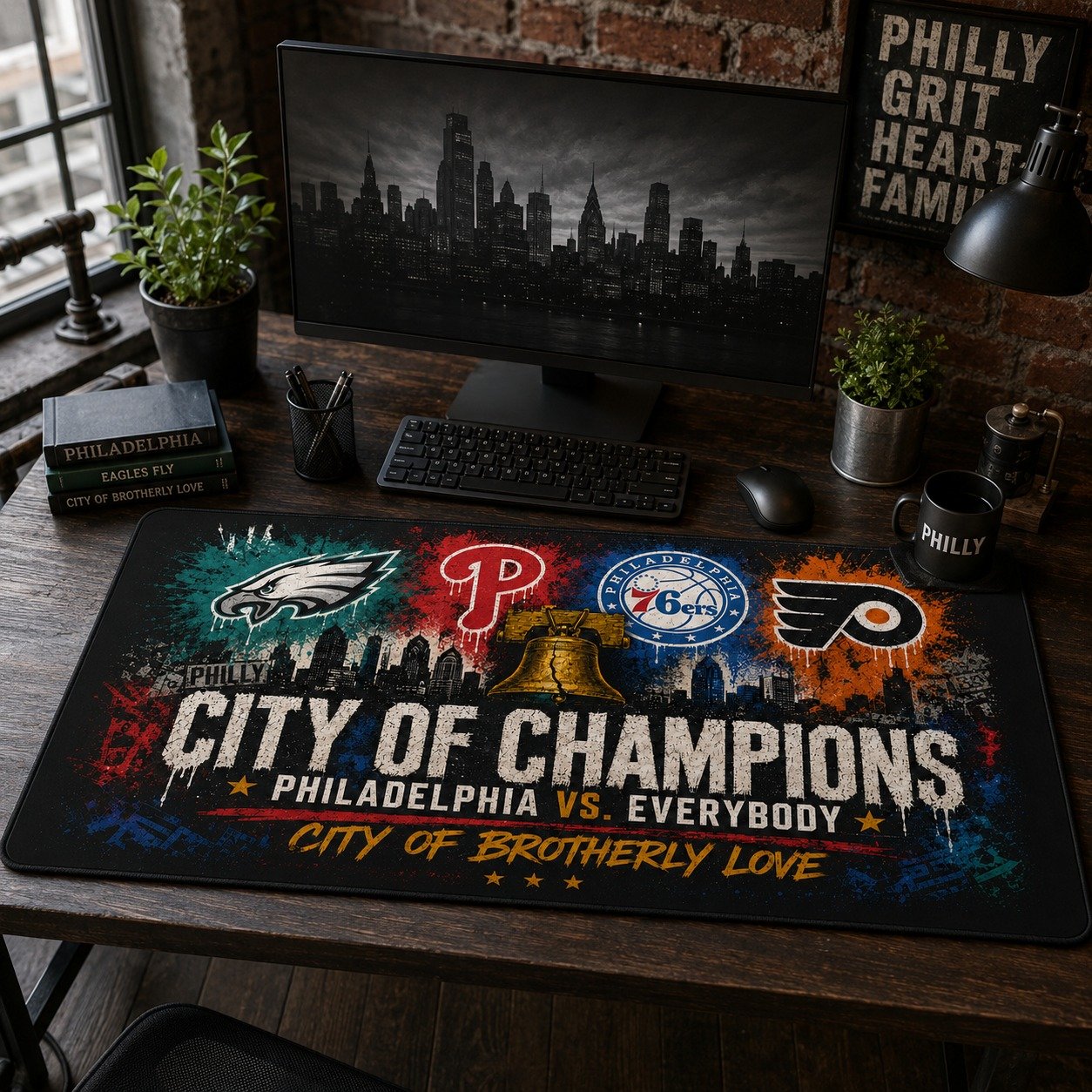 Philadelphia Desk Mat, City of Brotherly Love Workspace Setup, Philly Desk Mat, Sport Desk Decor - Image 7