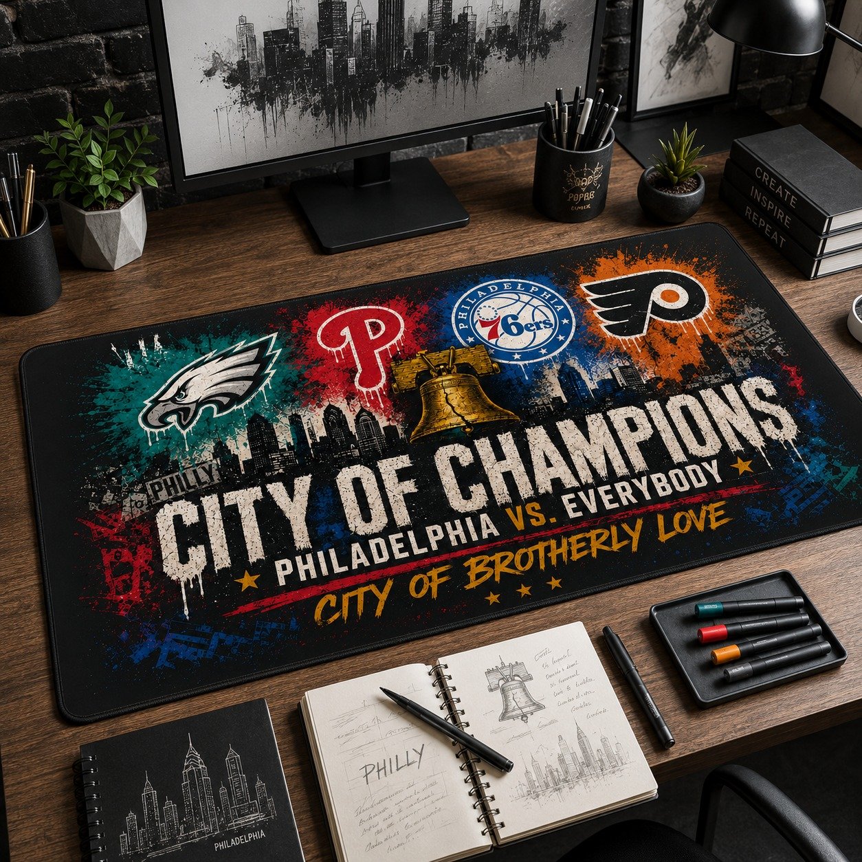 Philadelphia Desk Mat, City of Brotherly Love Workspace Setup, Philly Desk Mat, Sport Desk Decor - Image 8