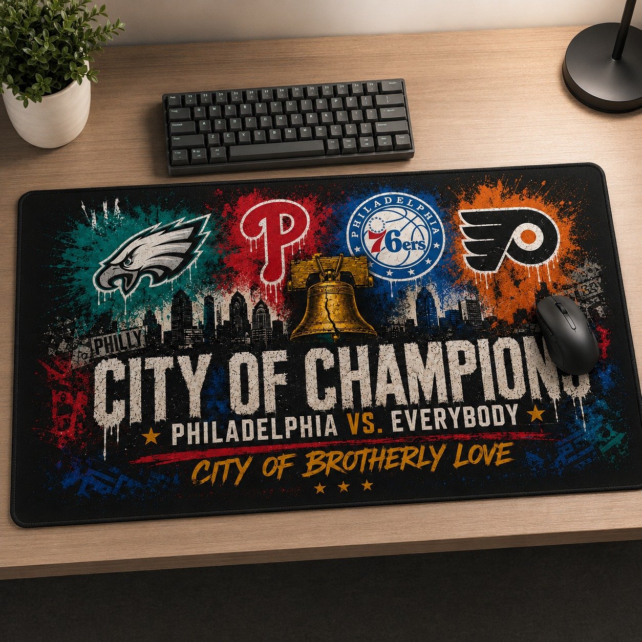 Philadelphia Desk Mat, City of Brotherly Love Workspace Setup, Philly Desk Mat, Sport Desk Decor - Image 9