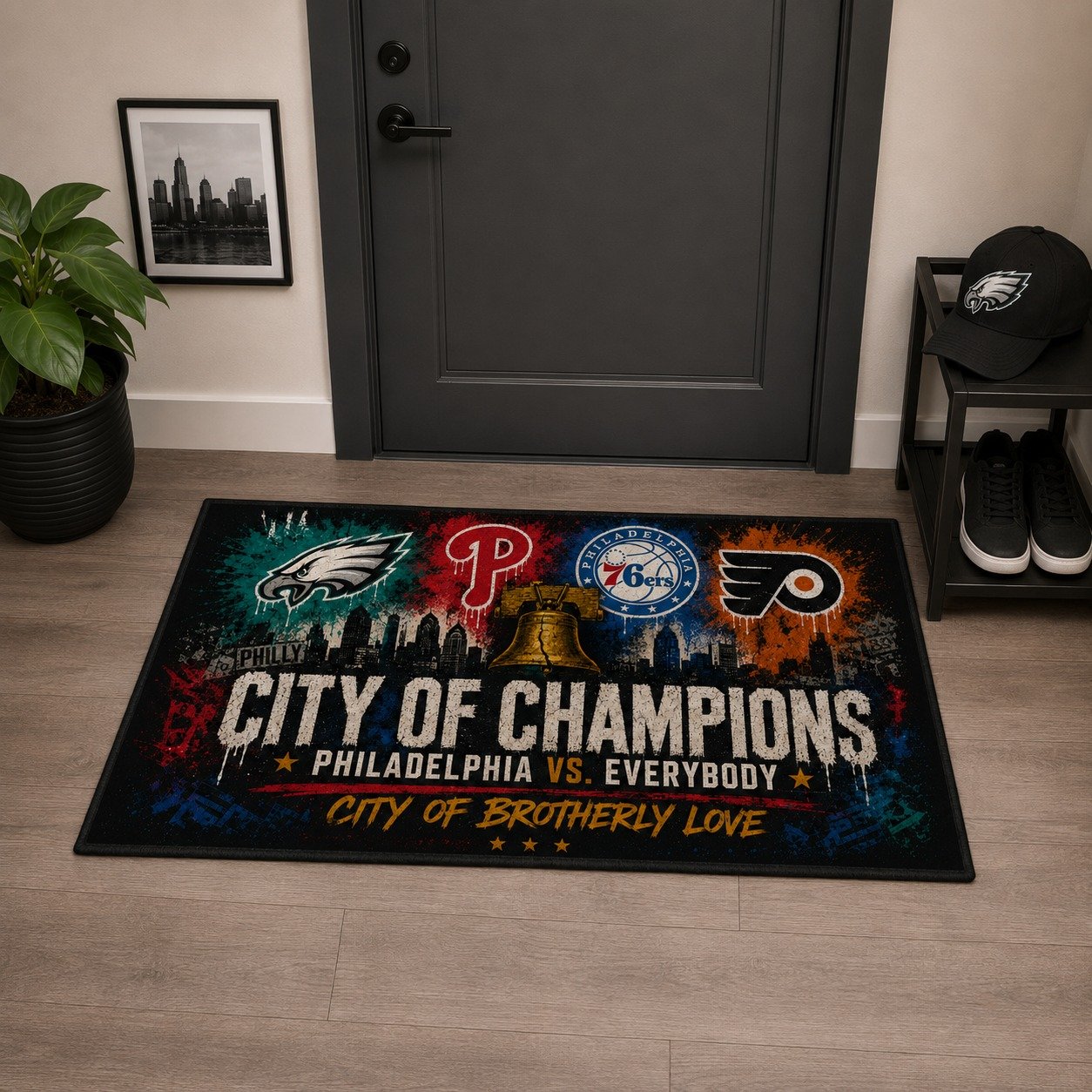 Philadelphia City of Champions Doormat, Philly Sports Fan Welcome Mat, Philadelphia vs Everybody Door Mat, City of Brotherly Love Indoor Outdoor Rug - Image 7
