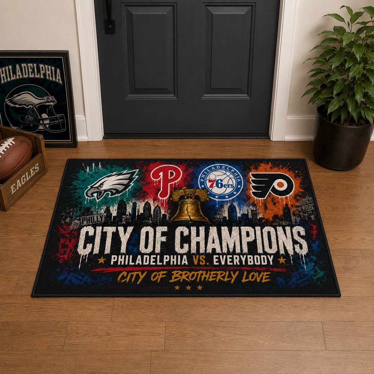 Philadelphia City of Champions Doormat, Philly Sports Fan Welcome Mat, Philadelphia vs Everybody Door Mat, City of Brotherly Love Indoor Outdoor Rug - Image 10