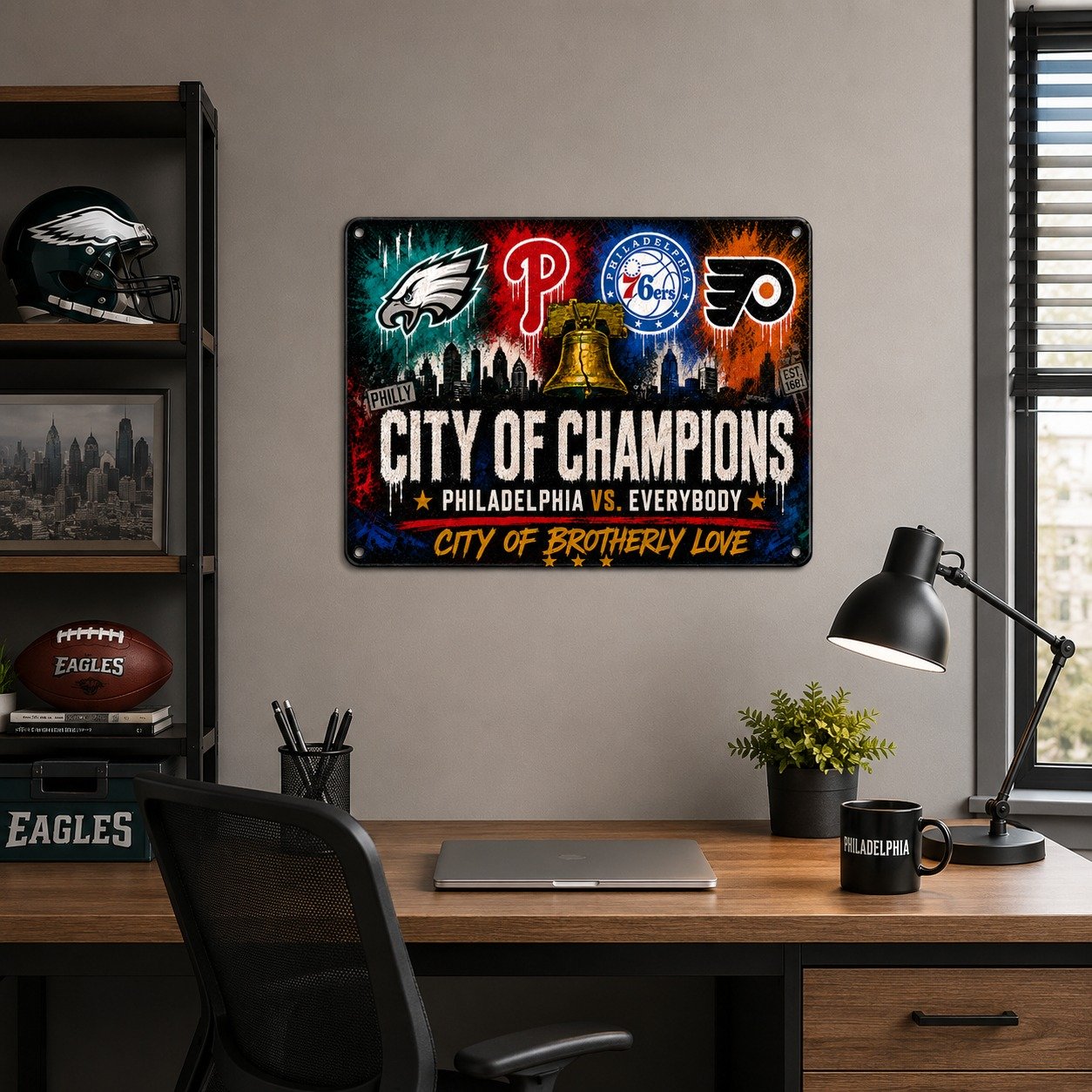 Philadelphia City of Champions Metal Sign 12x16 Inch, Philly Sports Pride Wall Decor, Philadelphia vs Everybody Fan Cave Sign - Image 4
