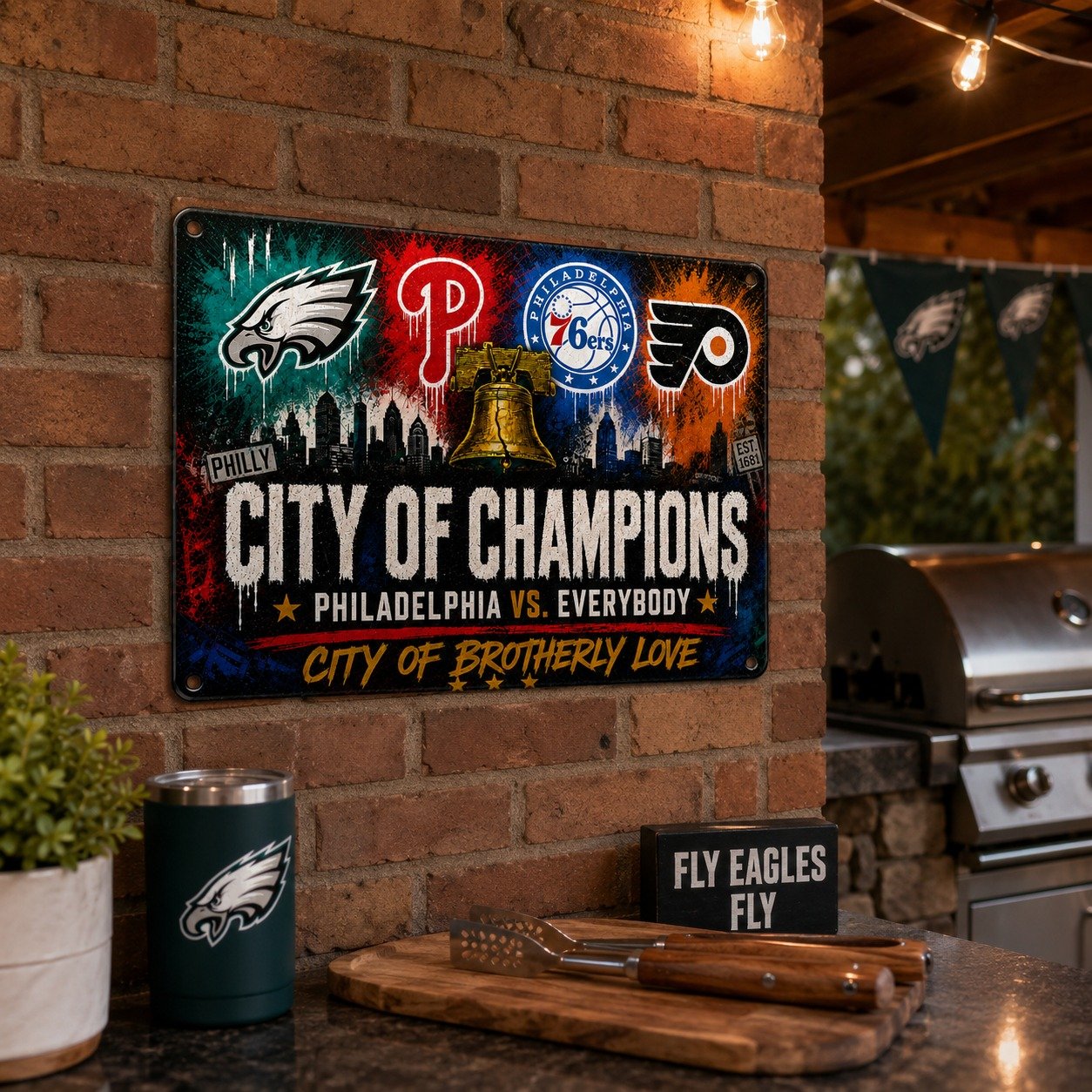 Philadelphia City of Champions Metal Sign 12x16 Inch, Philly Sports Pride Wall Decor, Philadelphia vs Everybody Fan Cave Sign - Image 6