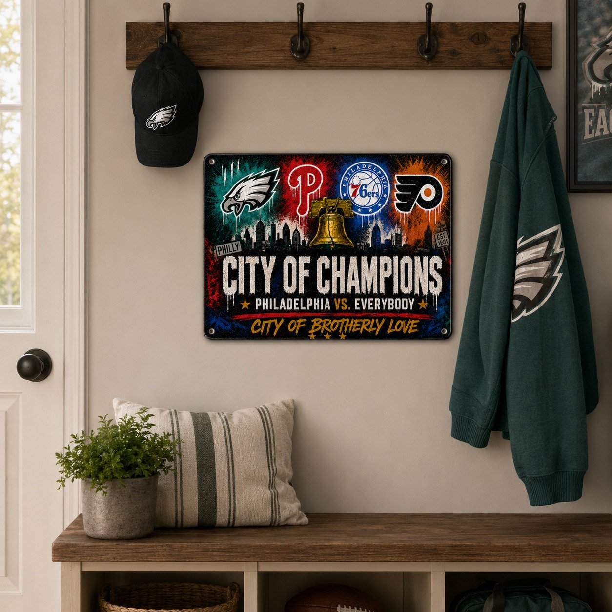 Philadelphia City of Champions Metal Sign 12x16 Inch, Philly Sports Pride Wall Decor, Philadelphia vs Everybody Fan Cave Sign - Image 7
