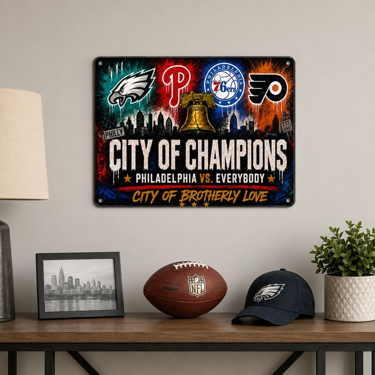 Philadelphia City of Champions Metal Sign 12x16 Inch, Philly Sports Pride Wall Decor, Philadelphia vs Everybody Fan Cave Sign - Image 9