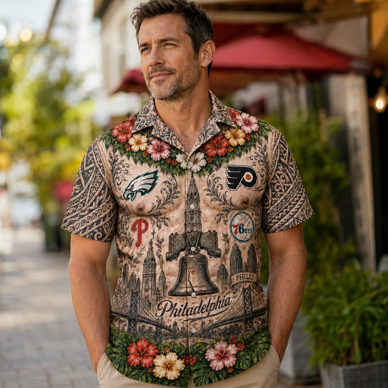 Philadelphia Hawaiian Shirt, Philly Shirts, Summer Sport Gifts - Image 4
