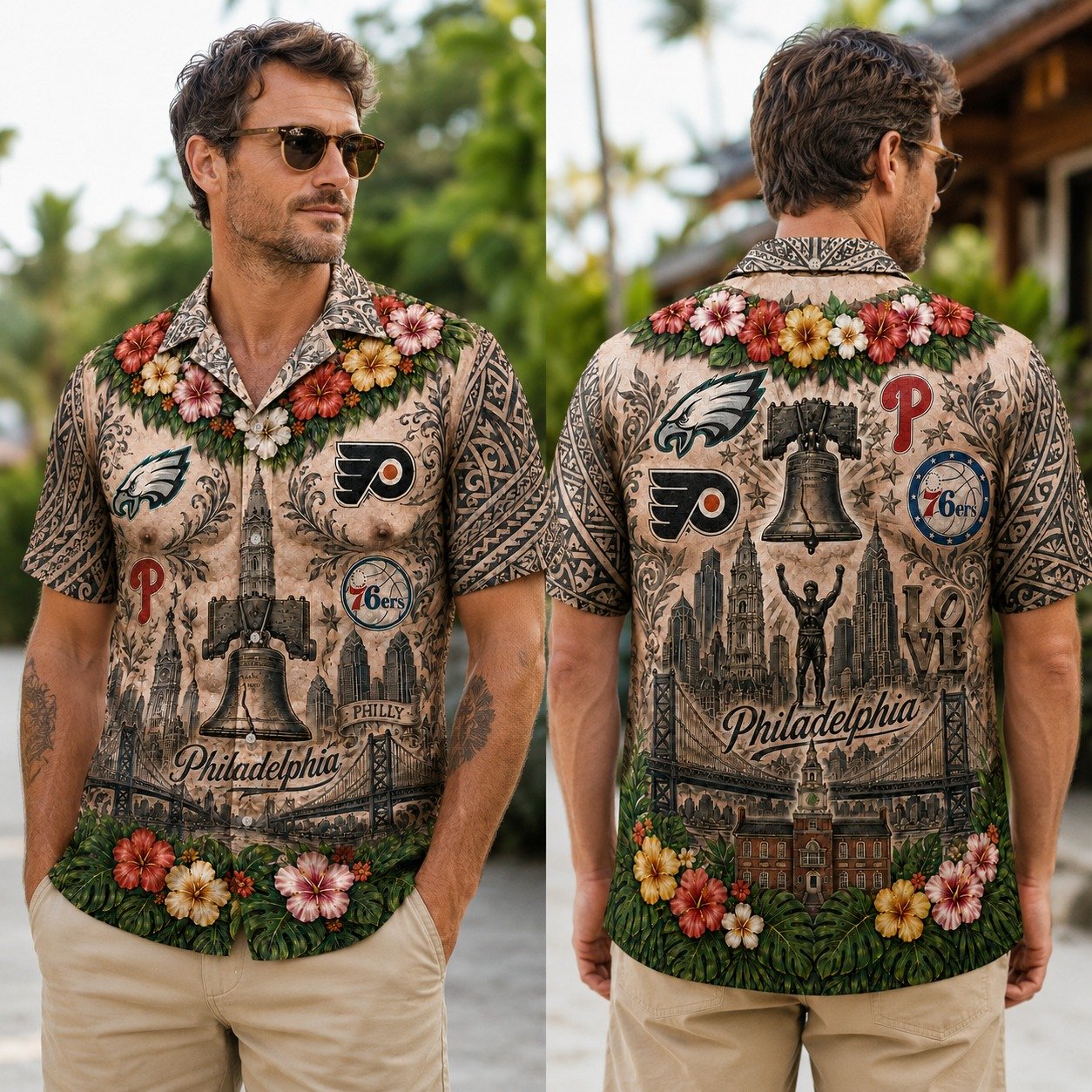 Philadelphia Hawaiian Shirt, Philly Shirts, Summer Sport Gifts - Image 5