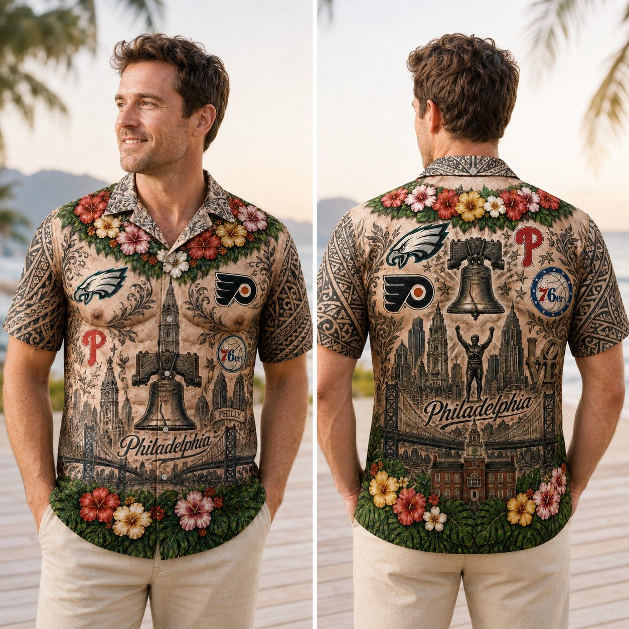 Philadelphia Hawaiian Shirt, Philly Shirts, Summer Sport Gifts - Image 6