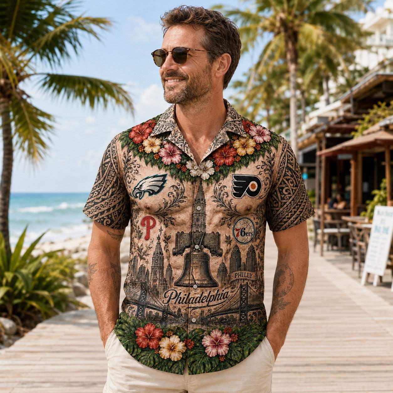 Philadelphia Hawaiian Shirt, Philly Shirts, Summer Sport Gifts - Image 7