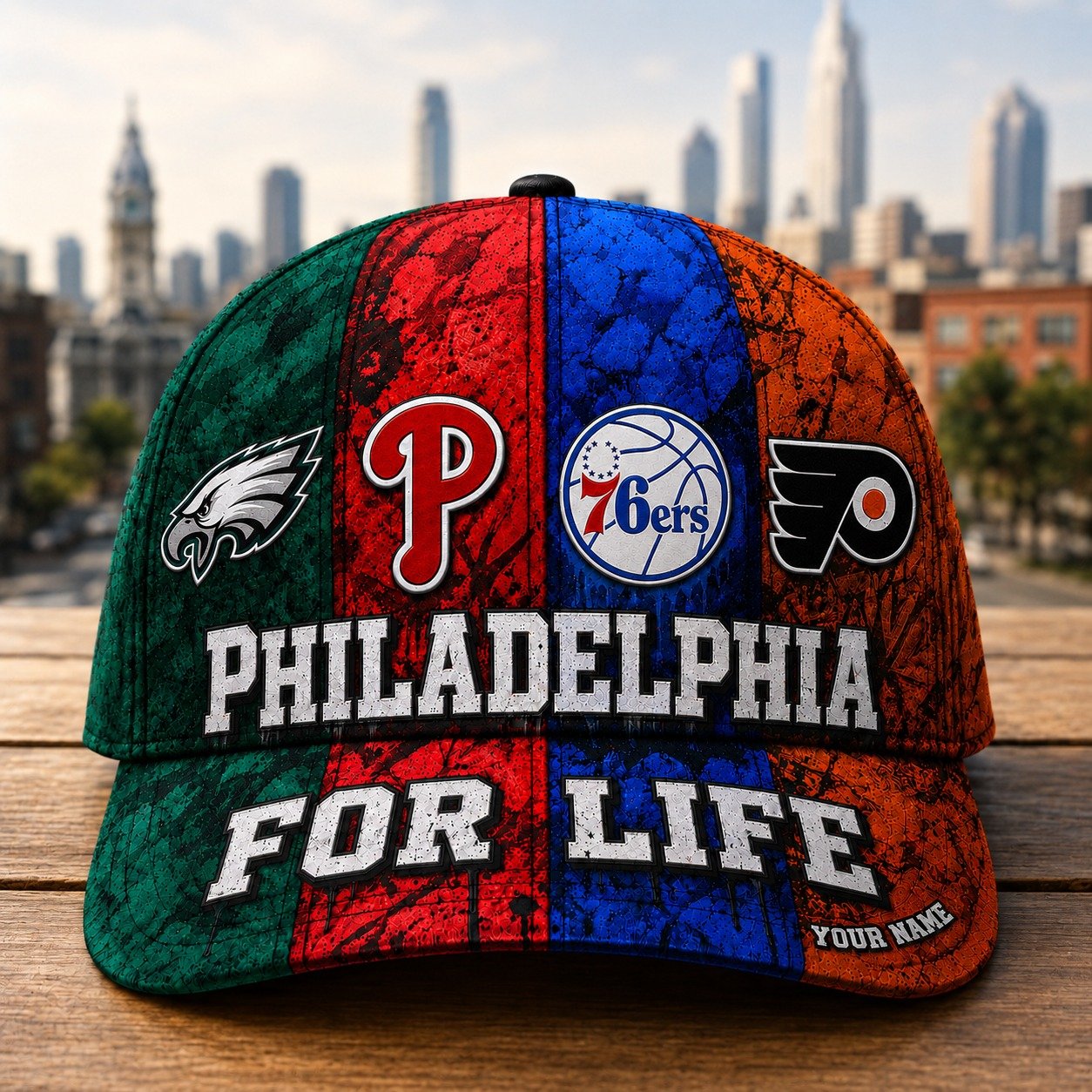 Custom Philadelphia Sports Teams Cap With Name, Philadelphia For Life, Fan Gift