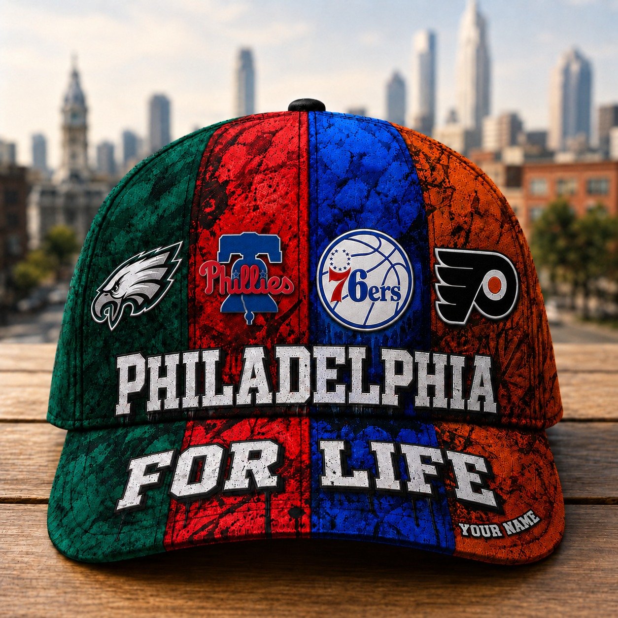Personalized Philadelphia Sports Teams Cap With Name, Philadelphia For Life, Phillies Fan Gifts
