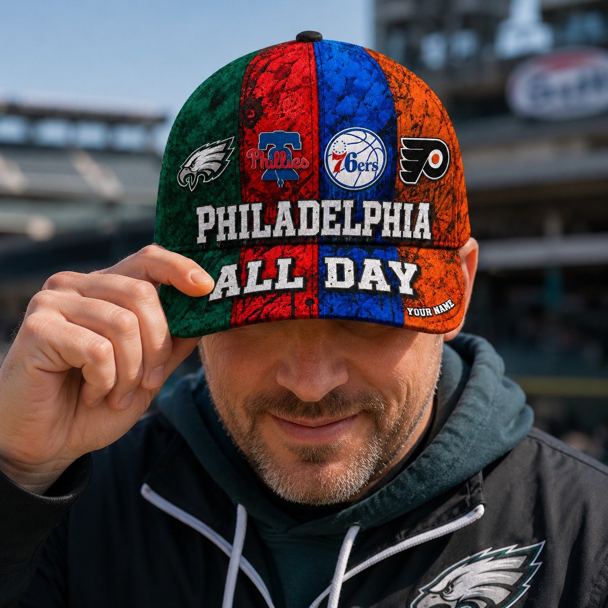 Personalized Philadelphia Sports Teams Cap With Name, Philadelphia All Day, Fan Gifts - Image 2