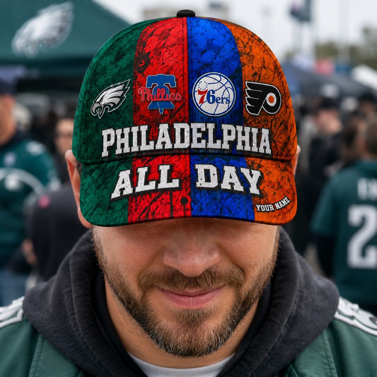 Personalized Philadelphia Sports Teams Cap With Name, Philadelphia All Day, Fan Gifts - Image 3