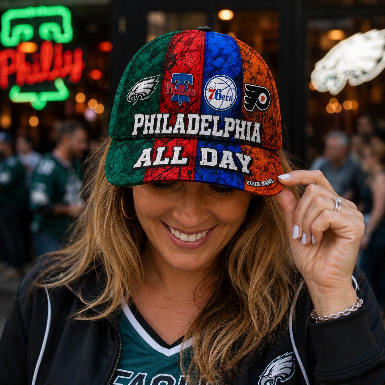 Personalized Philadelphia Sports Teams Cap With Name, Philadelphia All Day, Fan Gifts - Image 6
