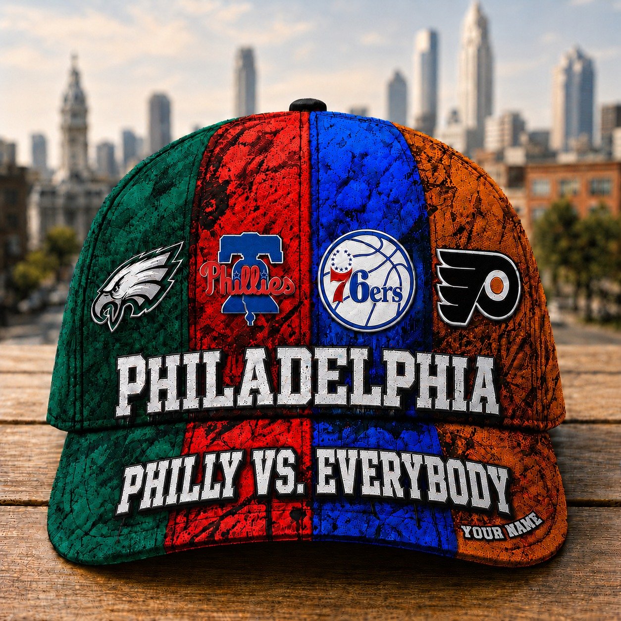 Personalized Philadelphia Sports Teams Cap With Name, Philadelphia vs Everybody, Phillies Fan Gifts