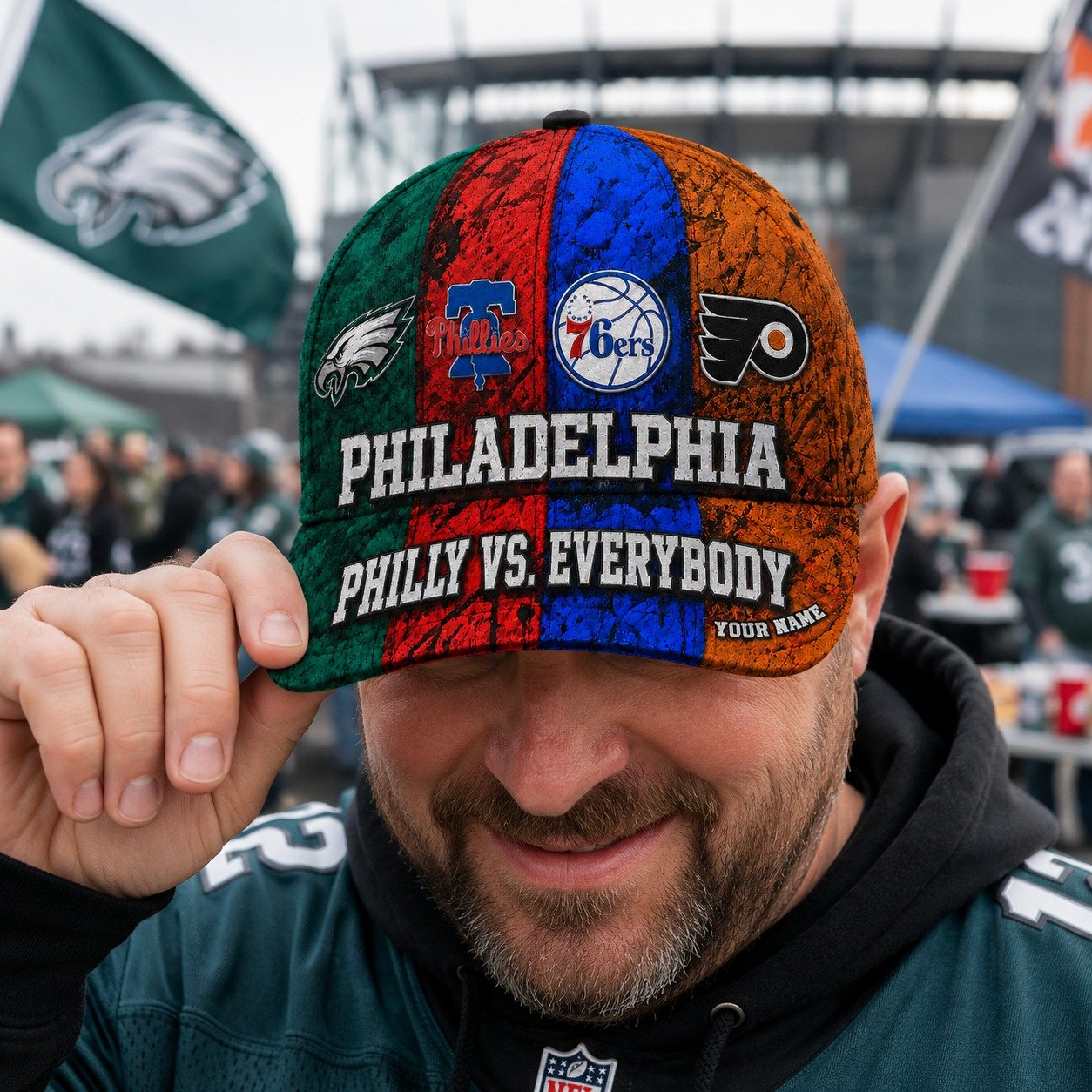 Personalized Philadelphia Sports Teams Cap With Name, Philadelphia vs Everybody, Phillies Fan Gifts - Image 3