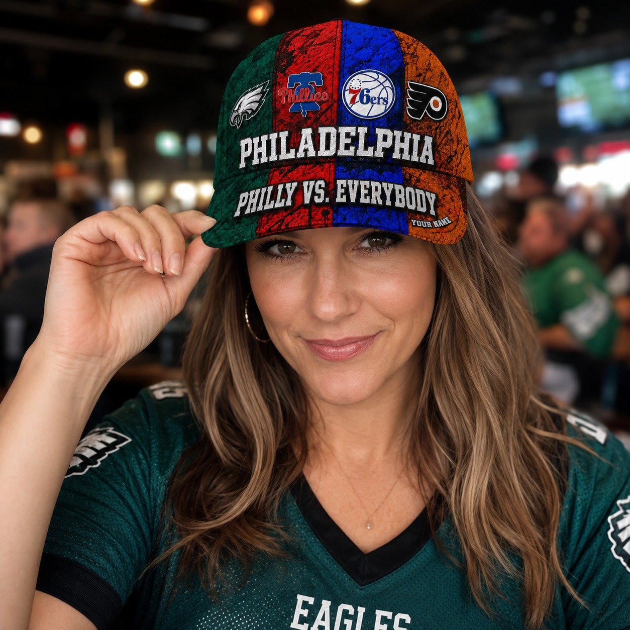 Personalized Philadelphia Sports Teams Cap With Name, Philadelphia vs Everybody, Phillies Fan Gifts - Image 6