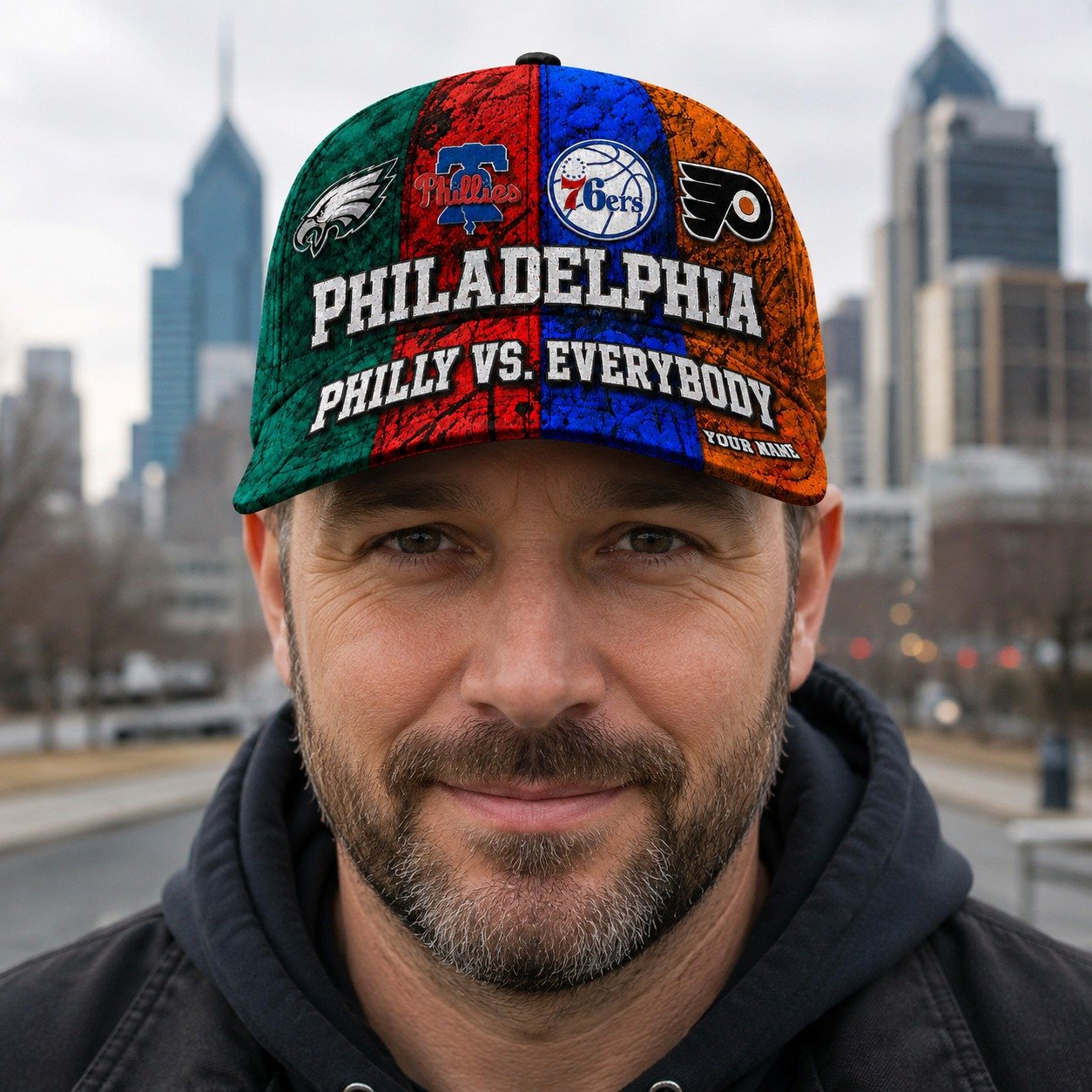 Personalized Philadelphia Sports Teams Cap With Name, Philadelphia vs Everybody, Phillies Fan Gifts - Image 7