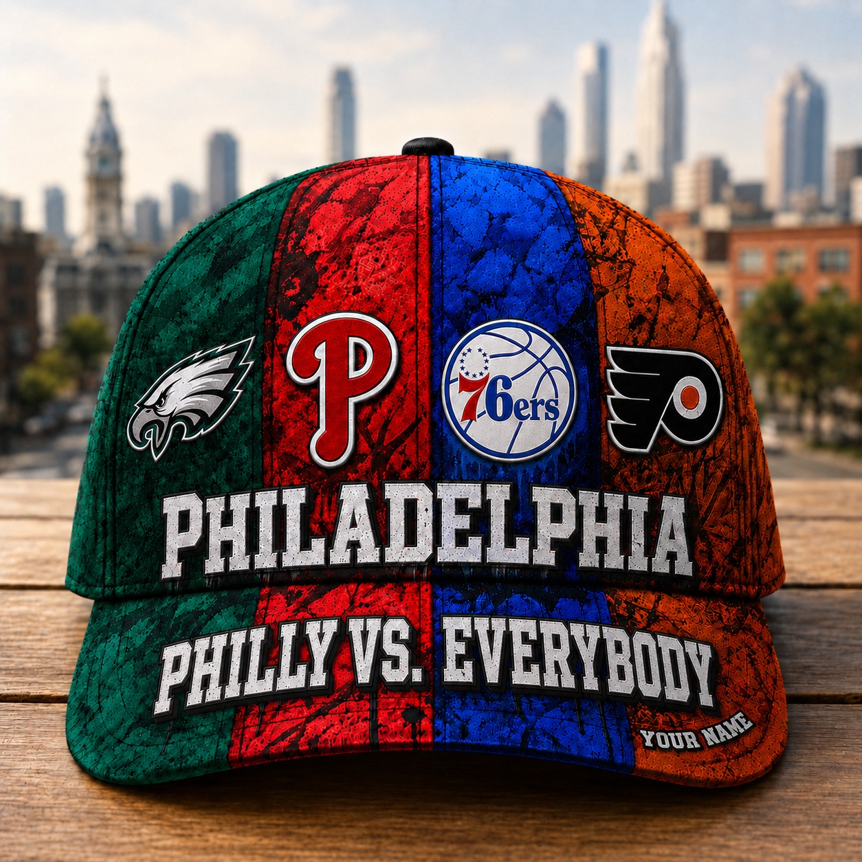 Personalized Philadelphia Sports Teams Cap With Name, Philadelphia vs Everybody, Phillies Cap, Fan Gifts