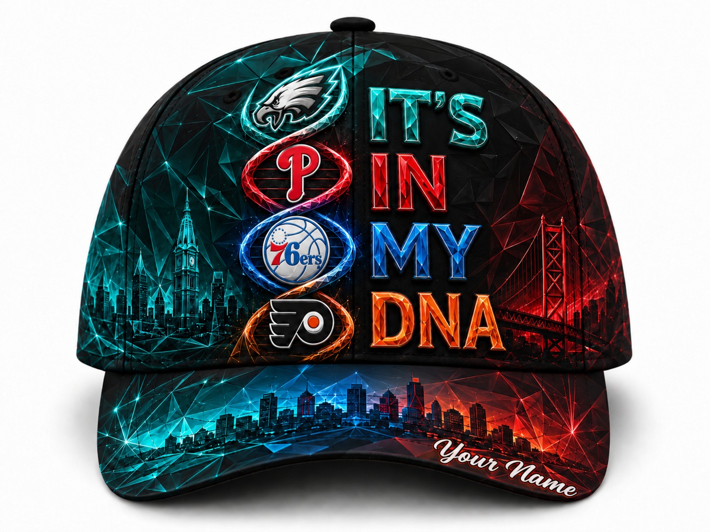 Personalized Philadelphia Sports Teams Cap With Name, It’s In My DNA, Phillies Cap, Fan Gifts