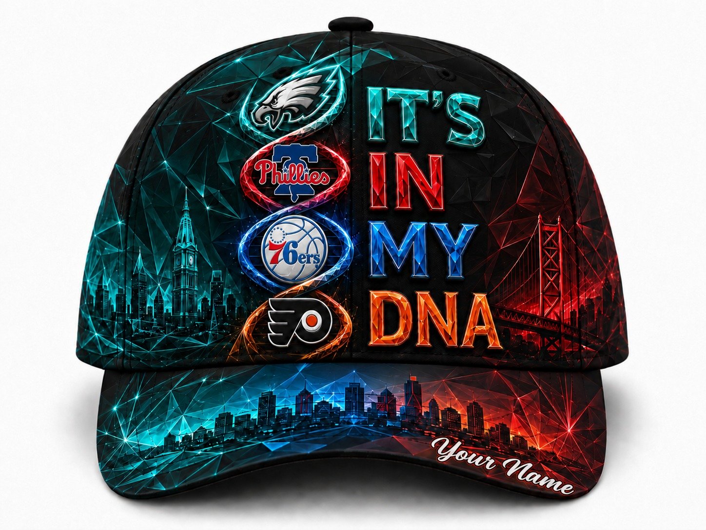 Personalized Philadelphia Sports Teams Cap With Name, It's In My DNA, Sport For Fan