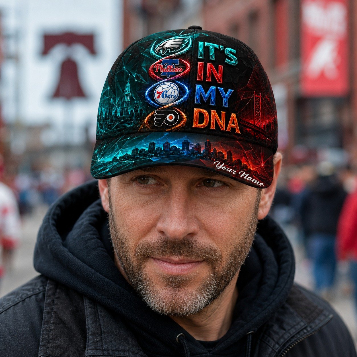 Alternative view of Personalized Philadelphia Sports Teams Cap With Name, It's In My DNA,  Sport For Fan