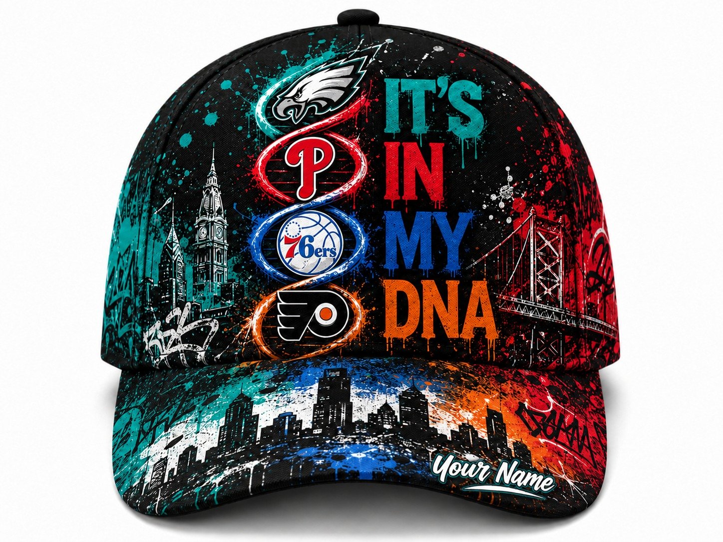 Personalized Philadelphia Sports Teams Cap With Name, It's In My DNA Cap, Sport Fan Gifts