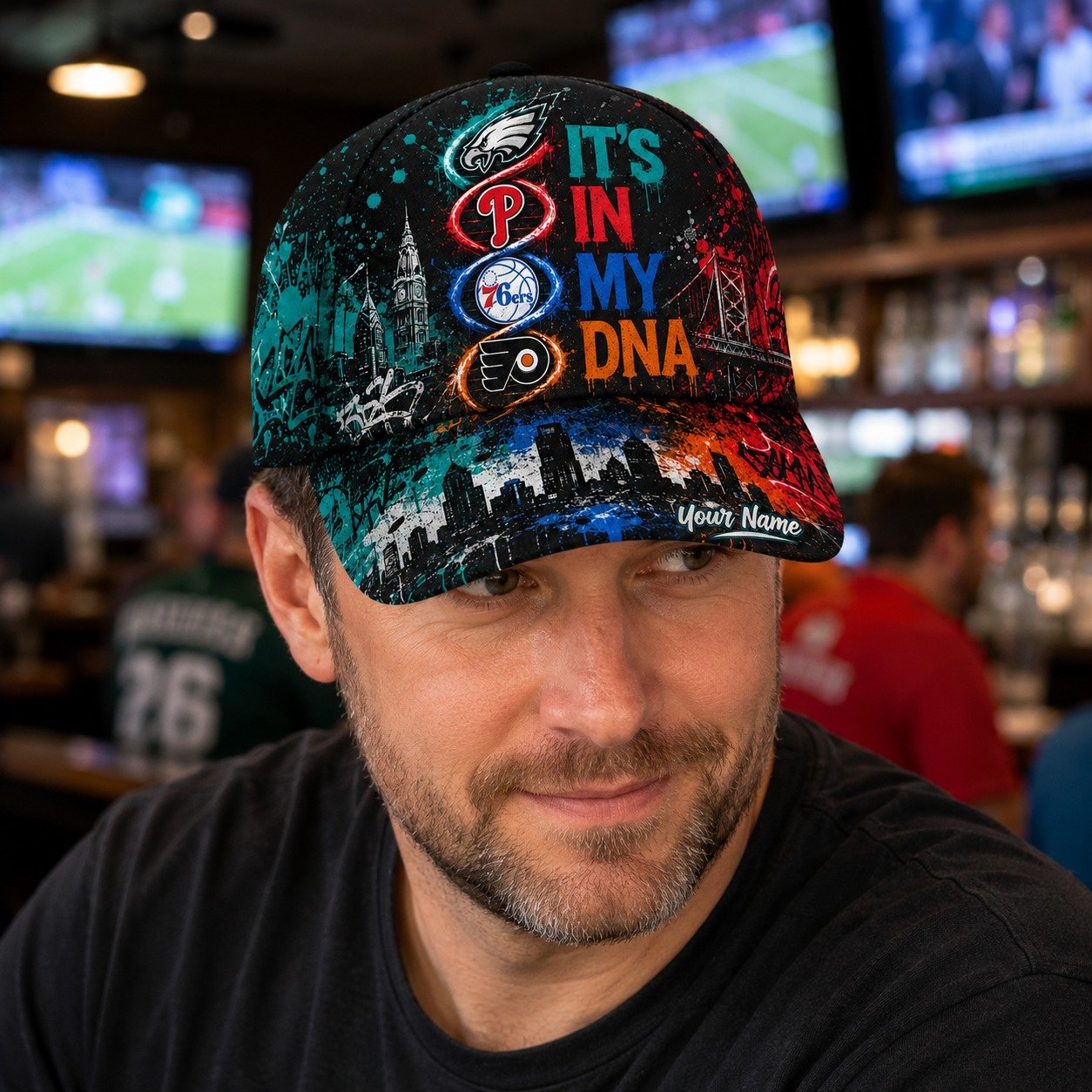 Alternative view of Personalized Philadelphia Sports Teams Cap With Name, It's In My DNA Cap, Sport Fan Gifts