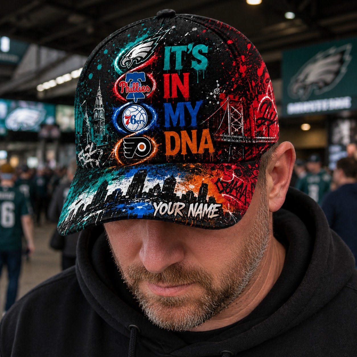 Personalized Philadelphia City Sports Teams Cap With Name, It's In My DNA, It's A Philly Thing Fan Gifts - Image 3