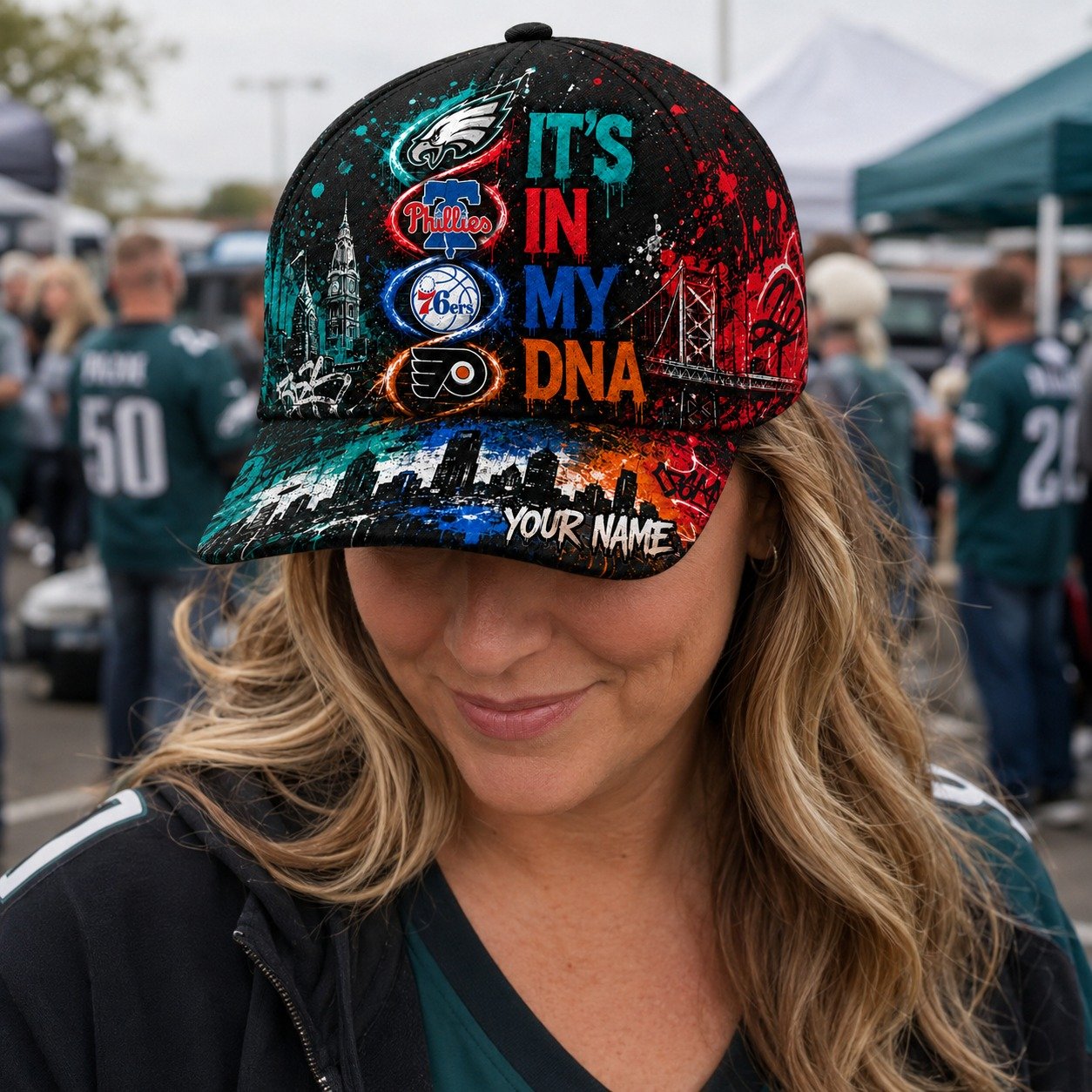 Personalized Philadelphia City Sports Teams Cap With Name, It's In My DNA, It's A Philly Thing Fan Gifts - Image 4