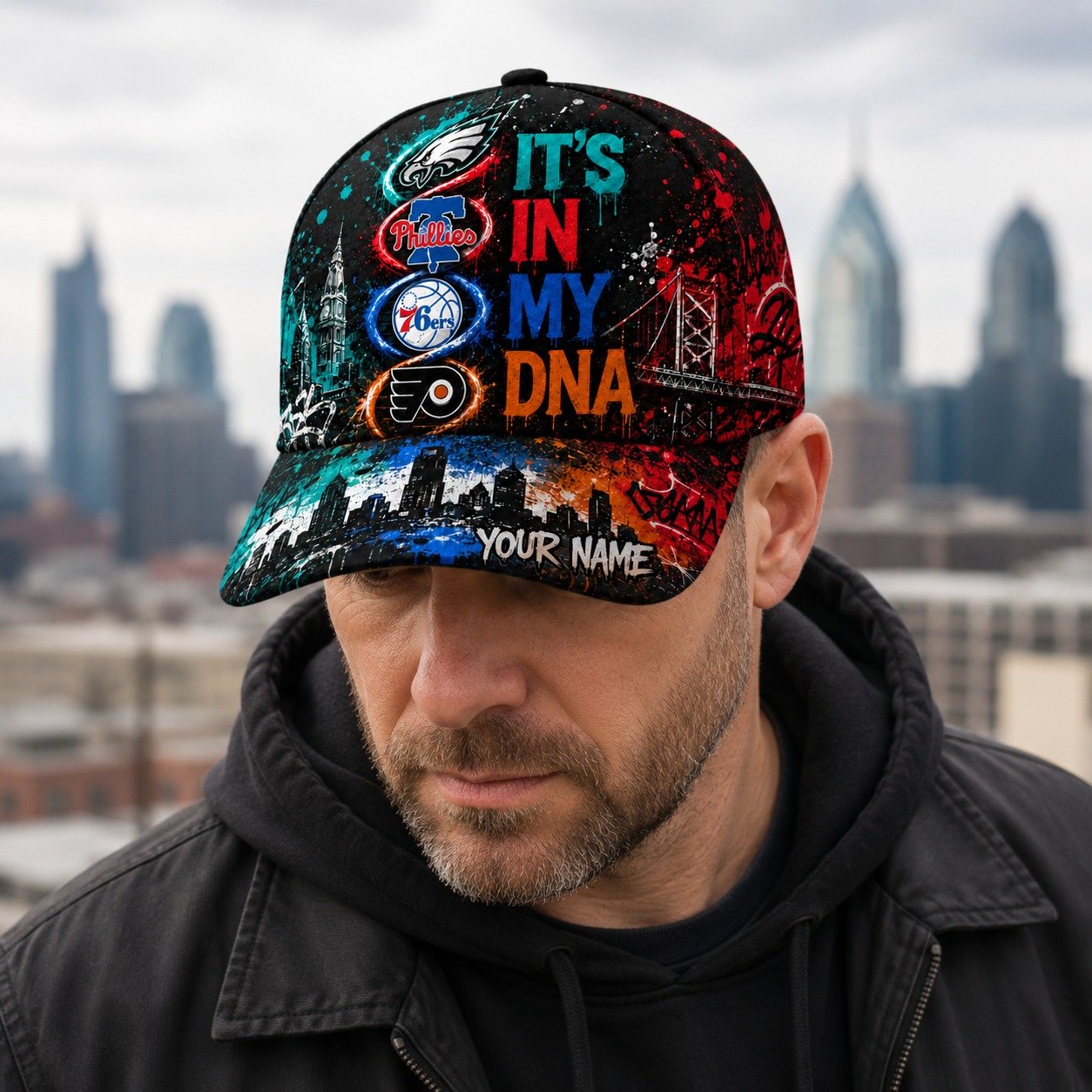 Personalized Philadelphia City Sports Teams Cap With Name, It's In My DNA, It's A Philly Thing Fan Gifts - Image 6