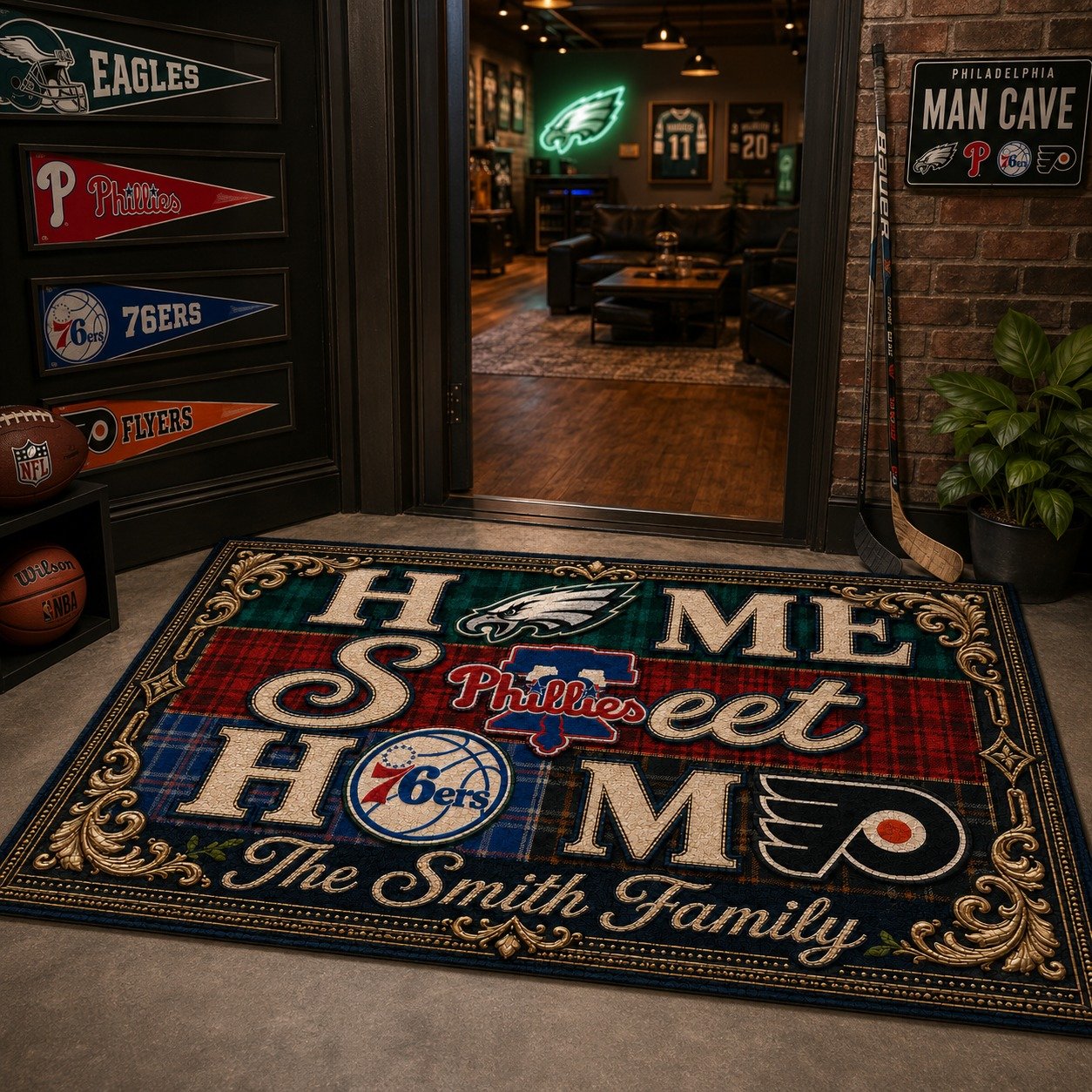 Personalized Philadelphia City Doormat,Home Sweet Home, Phillies Fan Gifts - Image 3